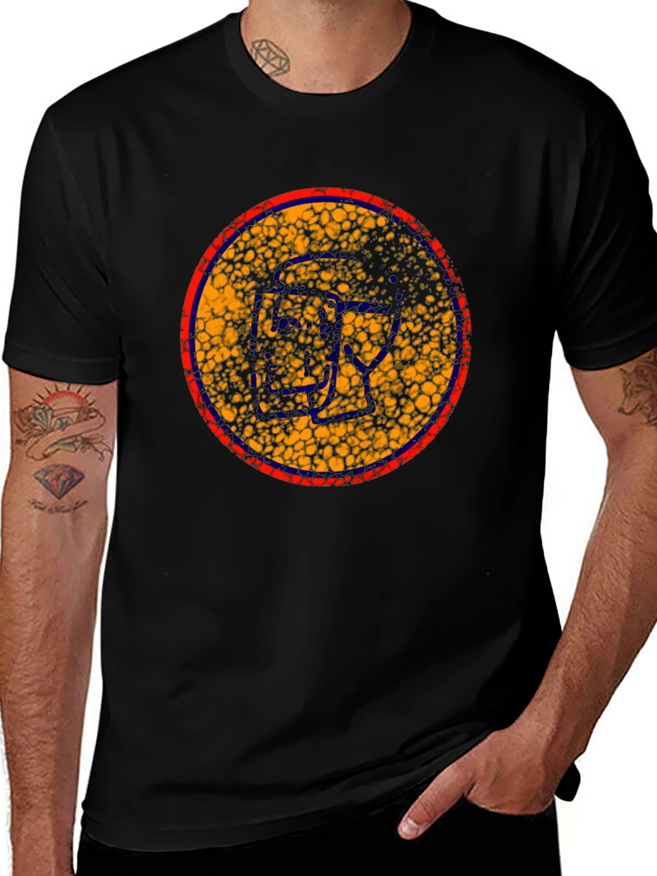 Variant 28 of Retro Graphic Tee - Distressed Circle Design