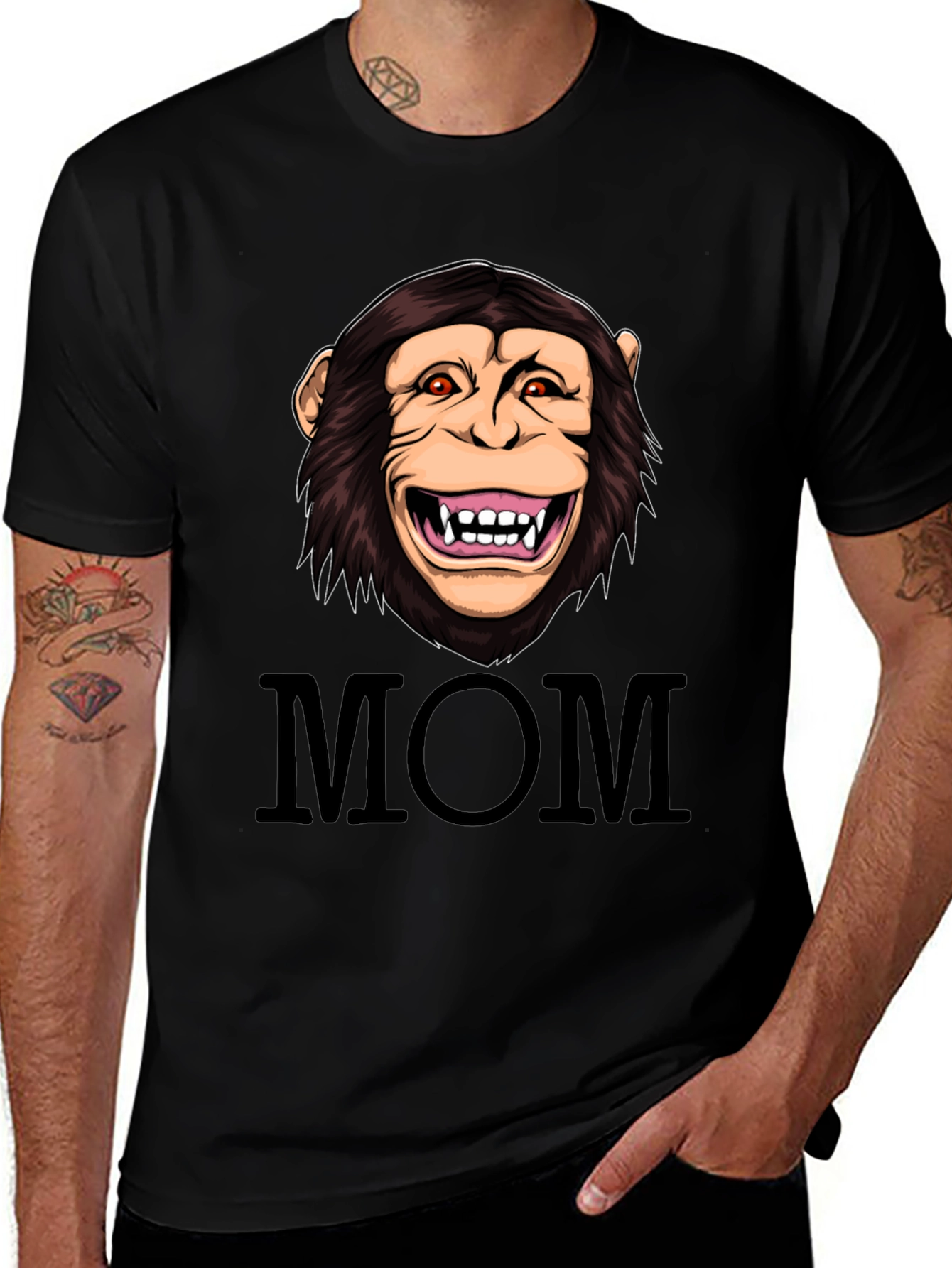 Variant 23 of Funny Monkey Mom Graphic Black T-Shirt