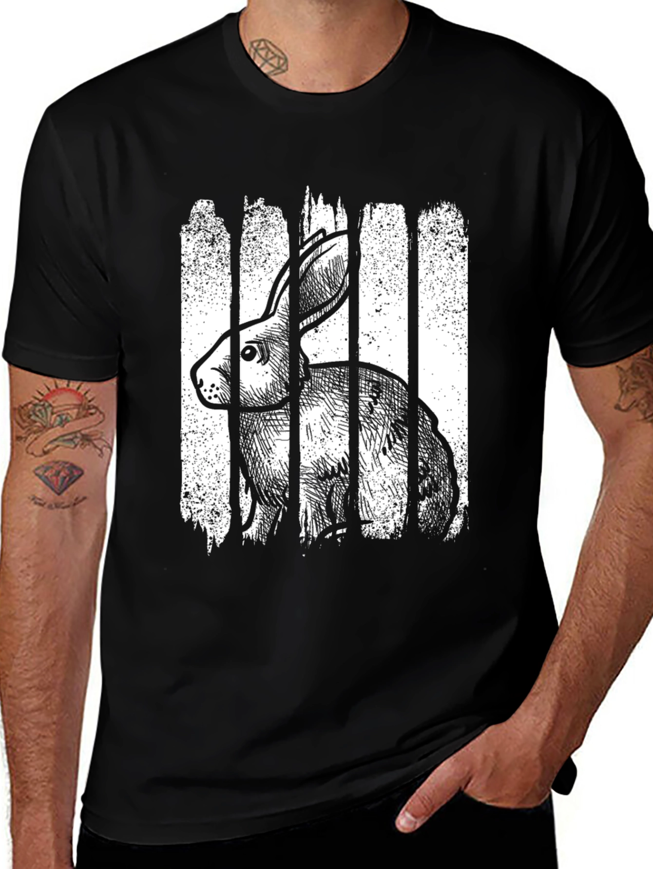Variant 18 of Rabbit in Bars Graphic Tee - Unique Design