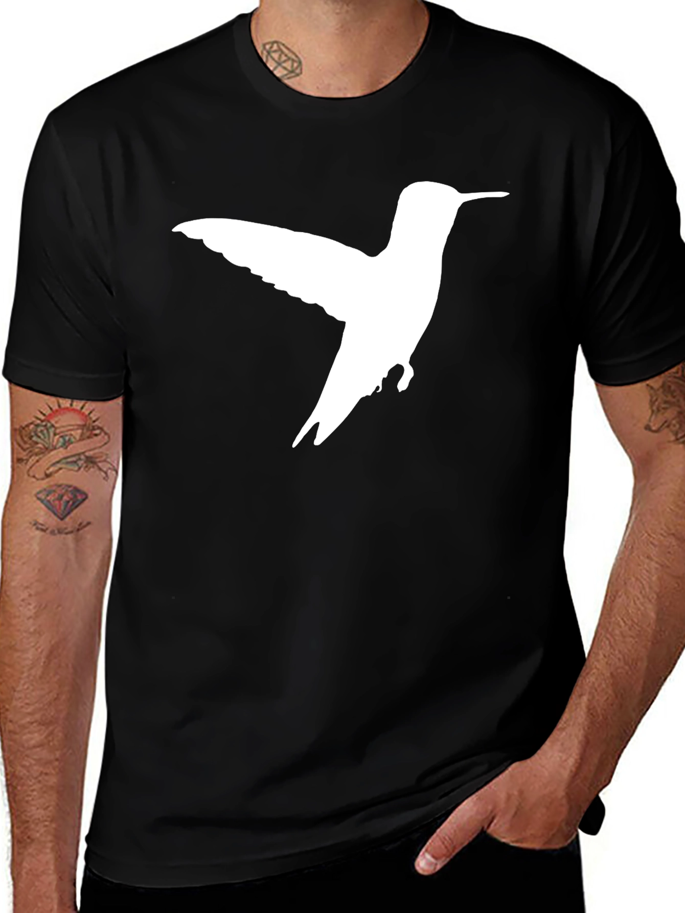 Variant 2 of Hummingbird Graphic Tee - Black Cotton T-Shirt