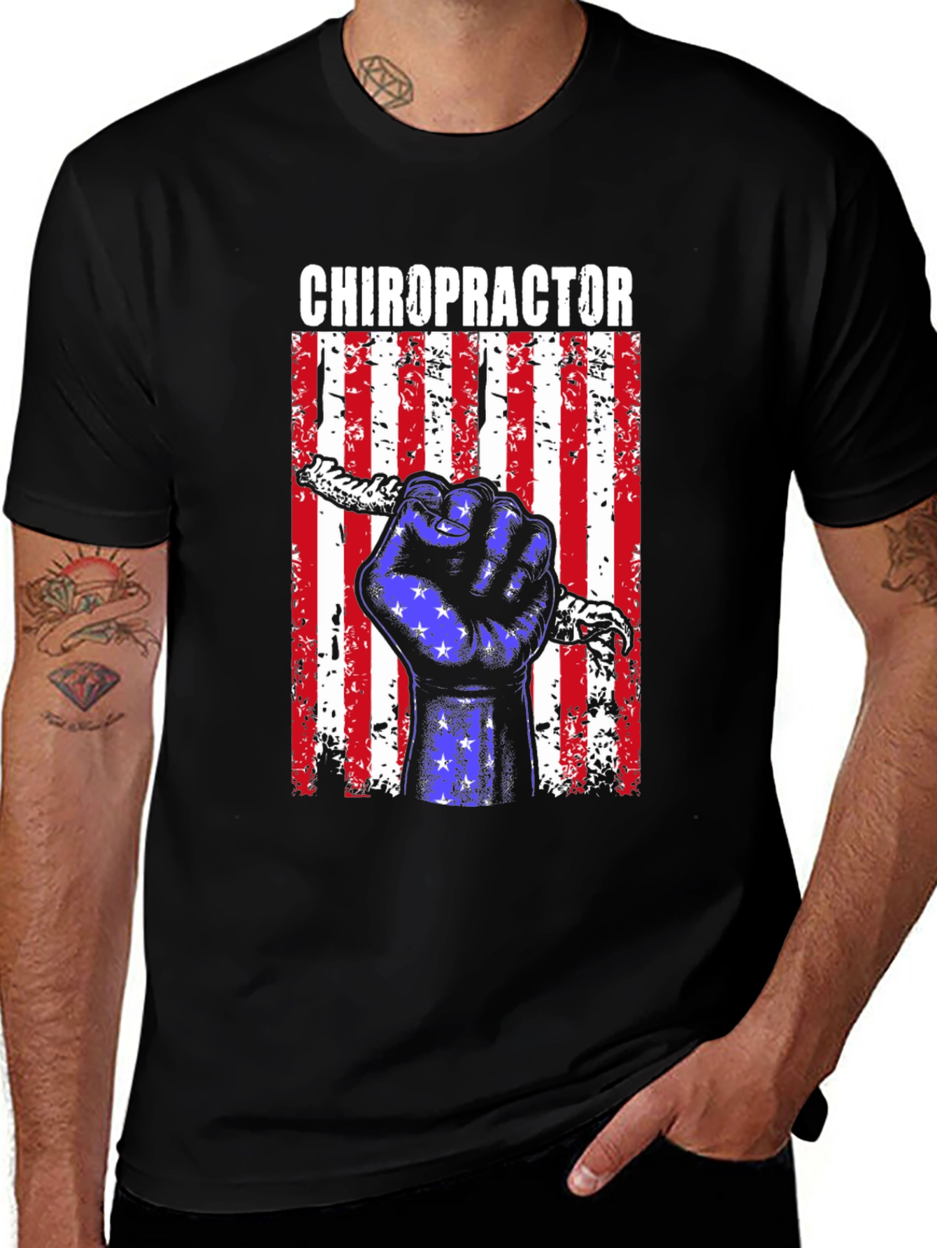 Variant 2 of Chiropractor American Flag Graphic T-Shirt