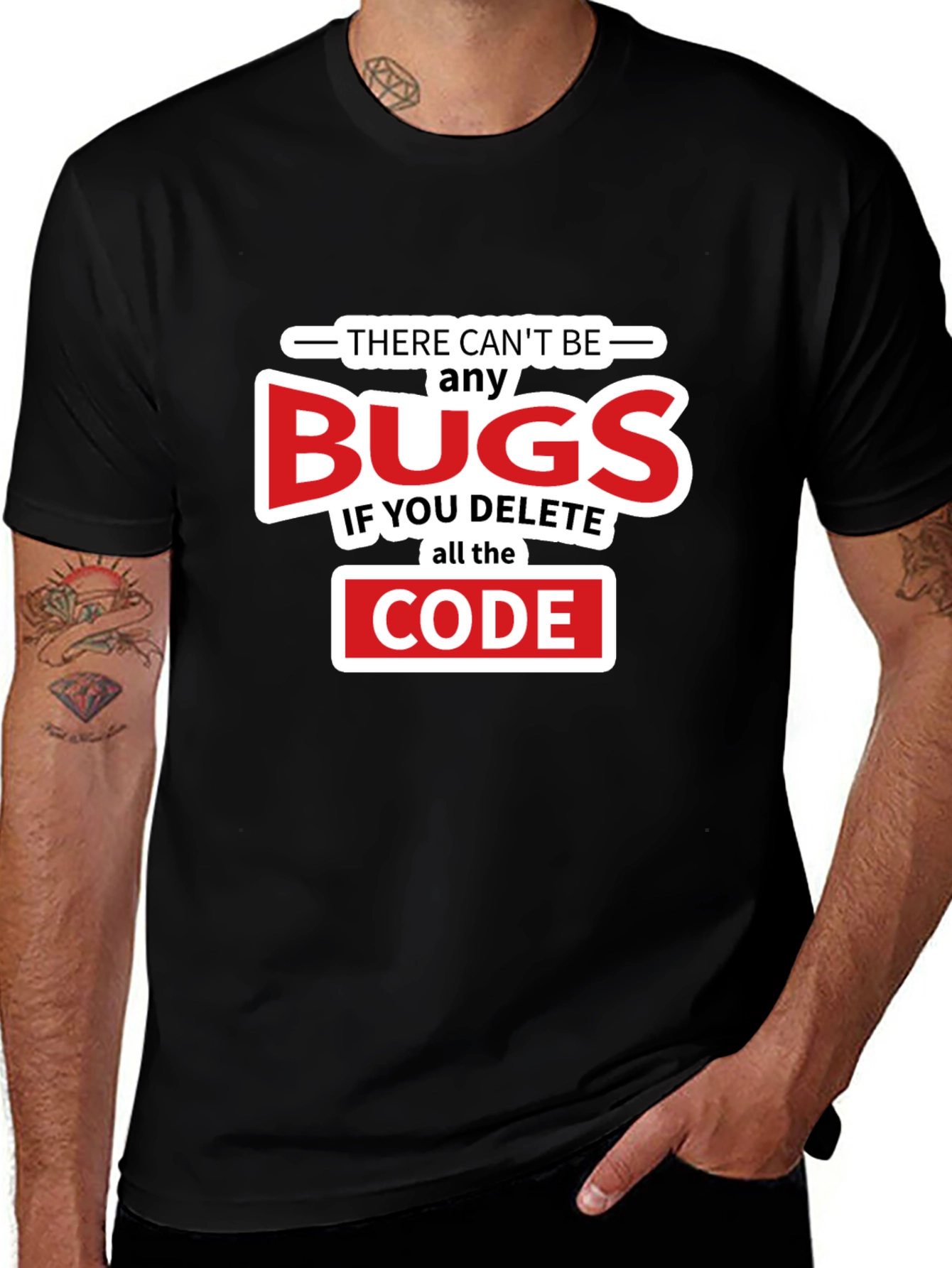 Variant 9 of Funny Programmer Bug Delete Code T-Shirt