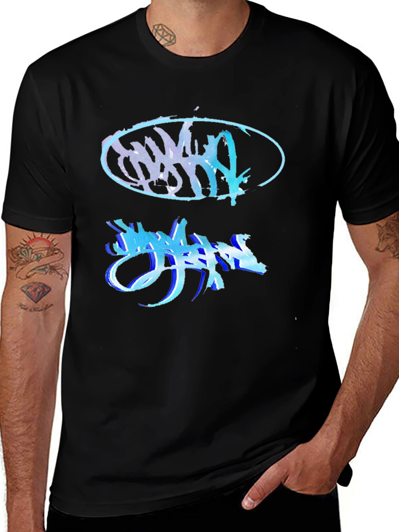 Variant 15 of Abstract Graphic Print Black T-Shirt