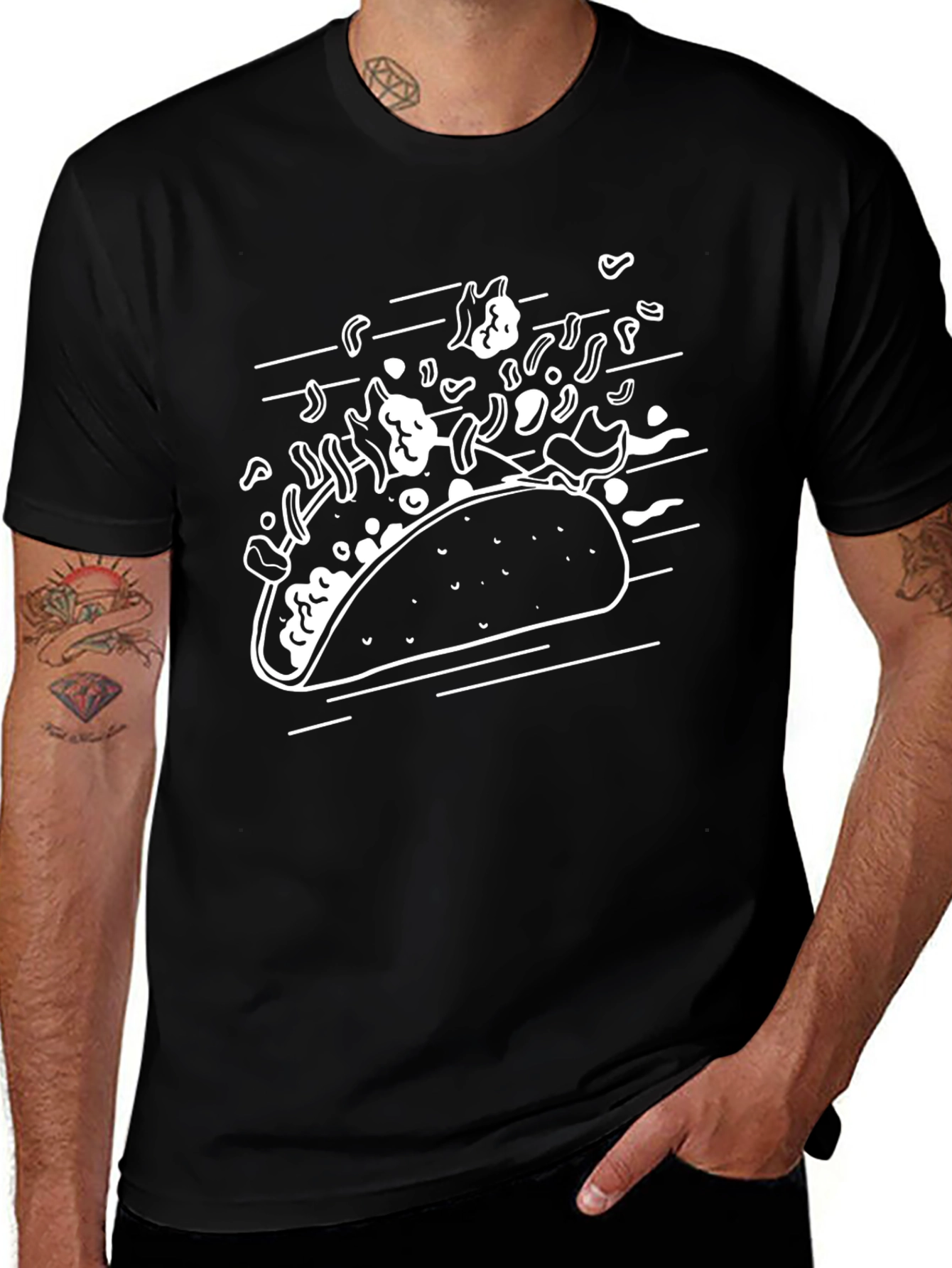 Variant 22 of Taco Graphic Tee - Black Crew Neck T-Shirt