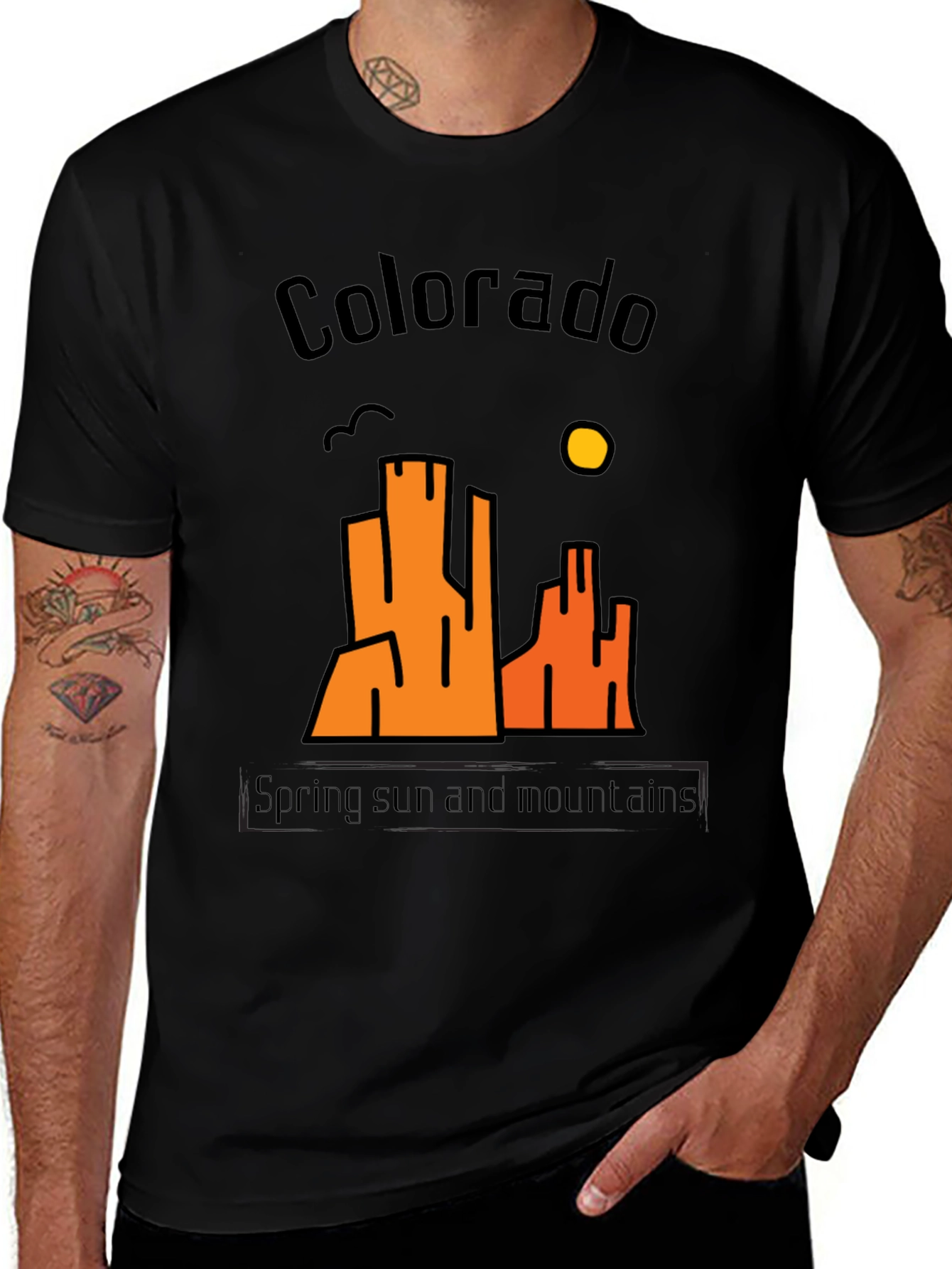 Variant 13 of Colorado Mountains Graphic Tee - Spring Sun T-Shirt
