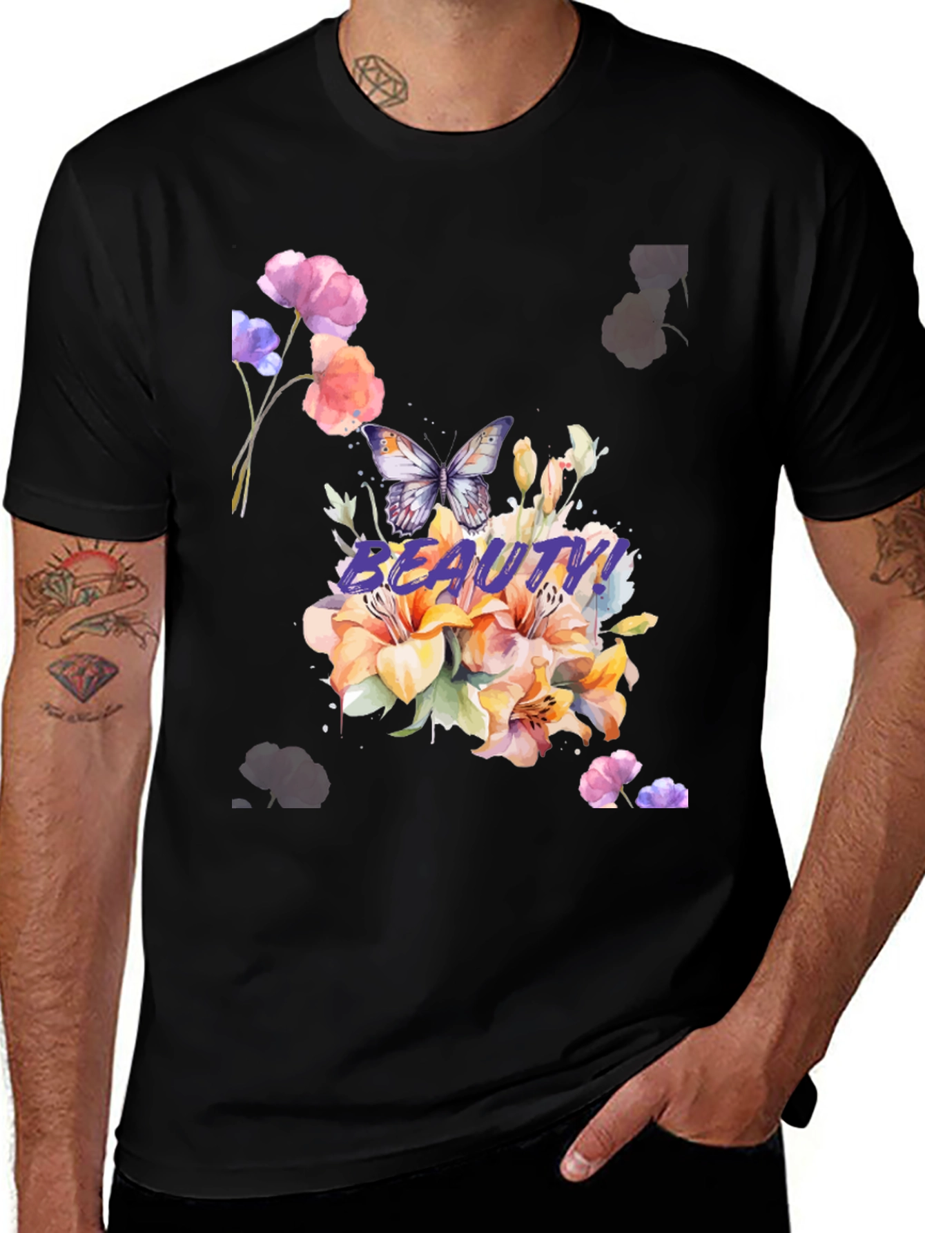 Variant 11 of Beauty Floral Butterfly Graphic Men's T-Shirt