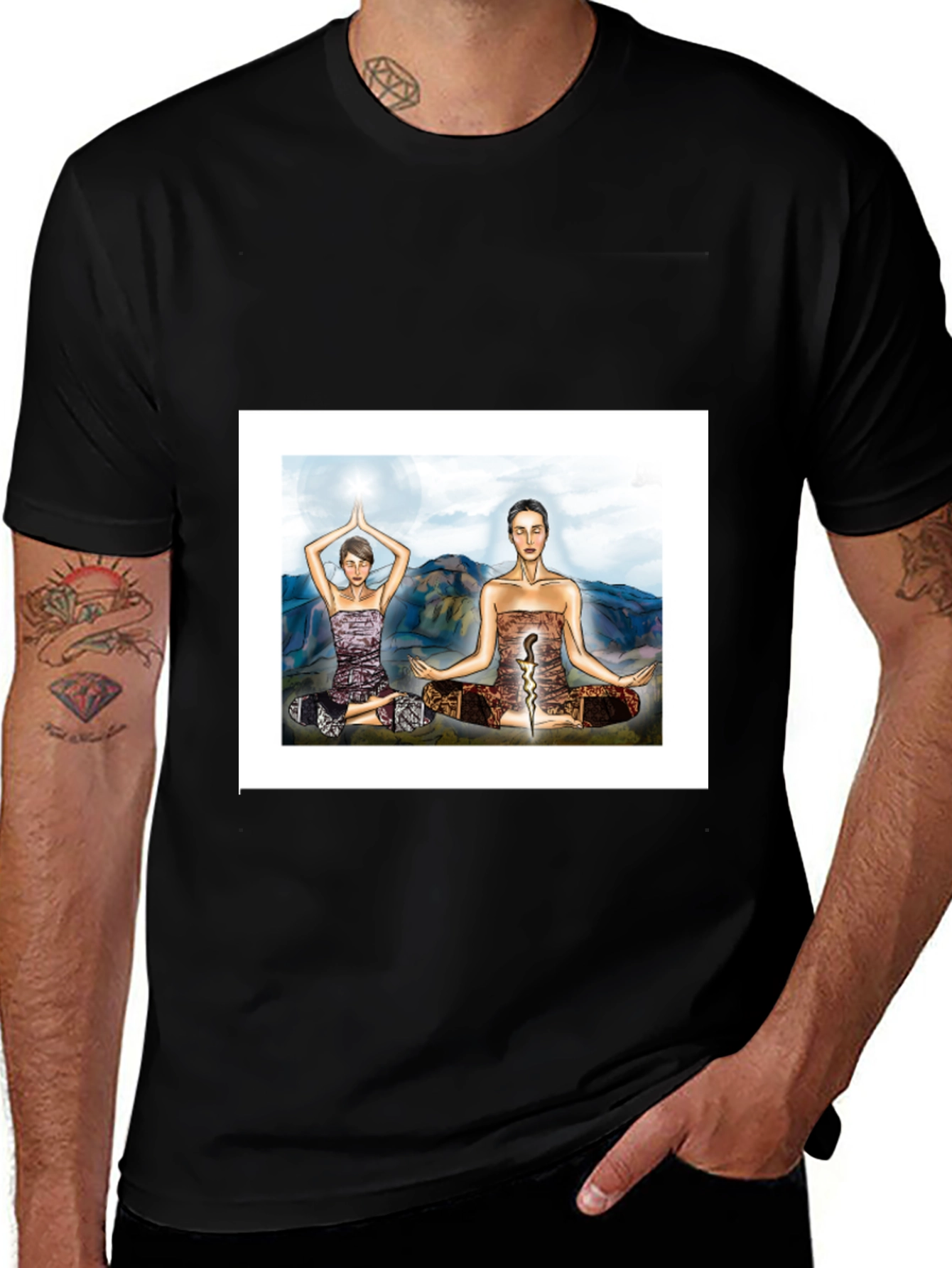 Variant 2 of Yoga Meditative T-Shirt - Black Tee