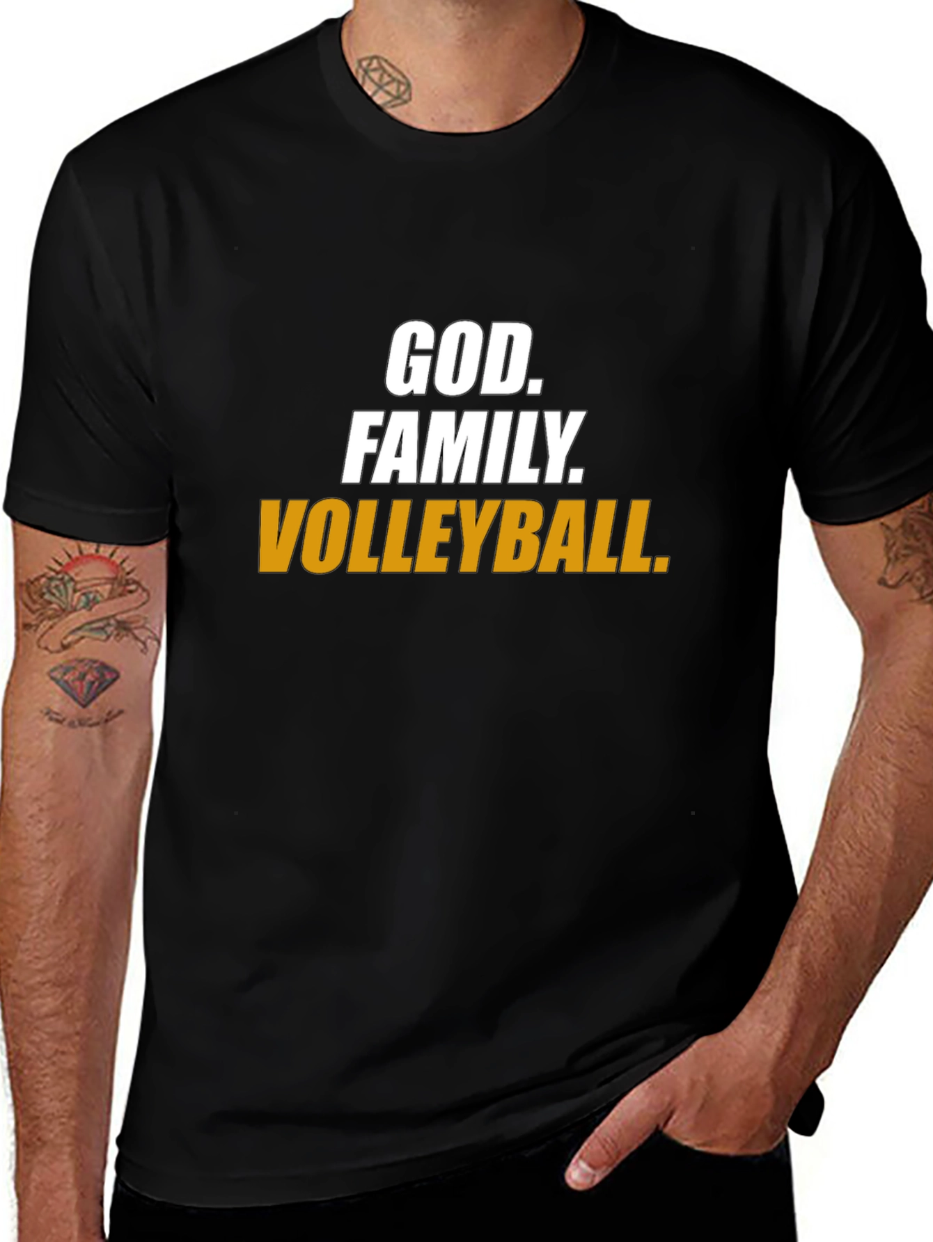 God Family Volleyball T-Shirt - Black, Graphic Tee