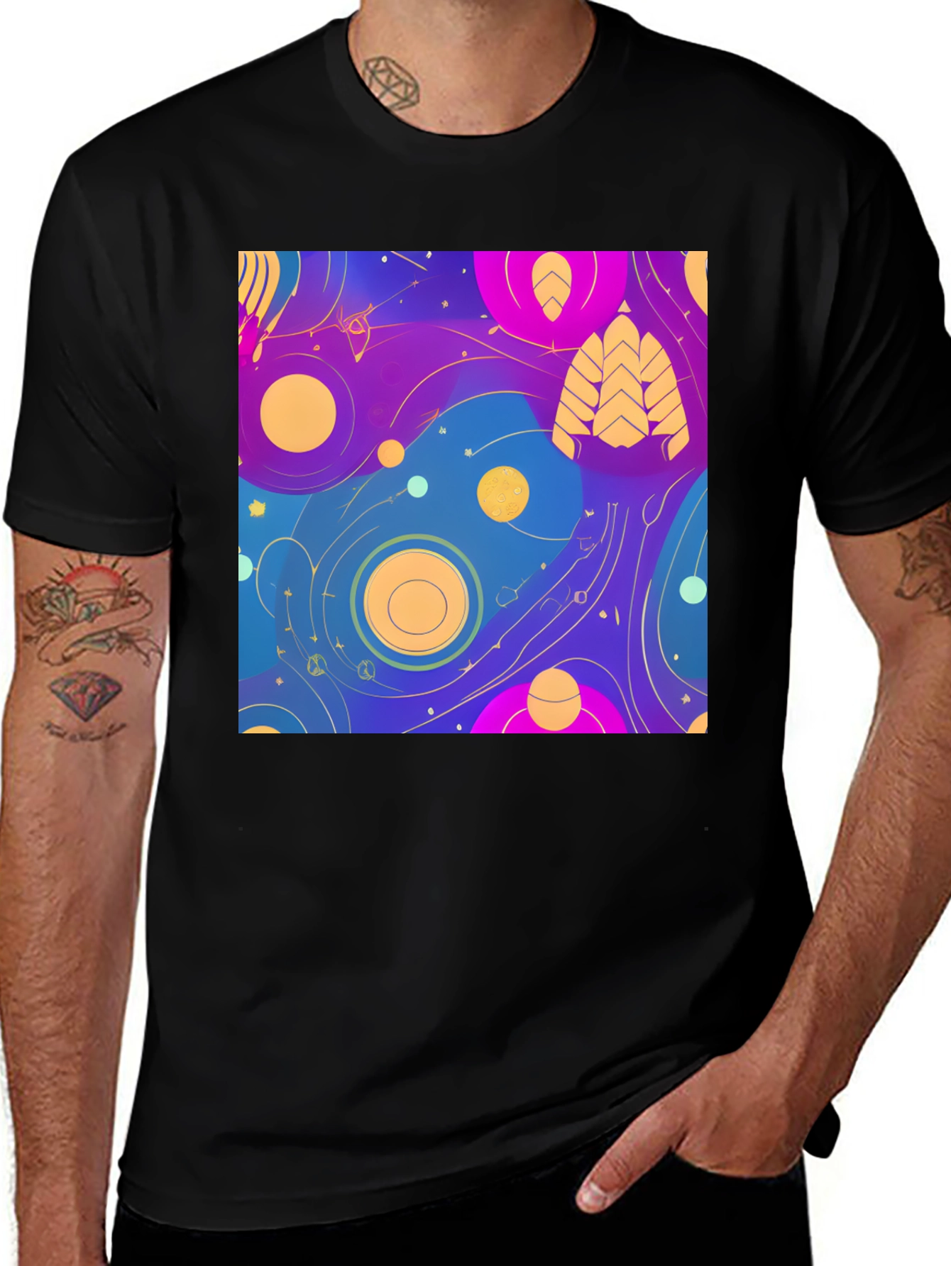 Variant 24 of Abstract Galaxy Print Black T-Shirt