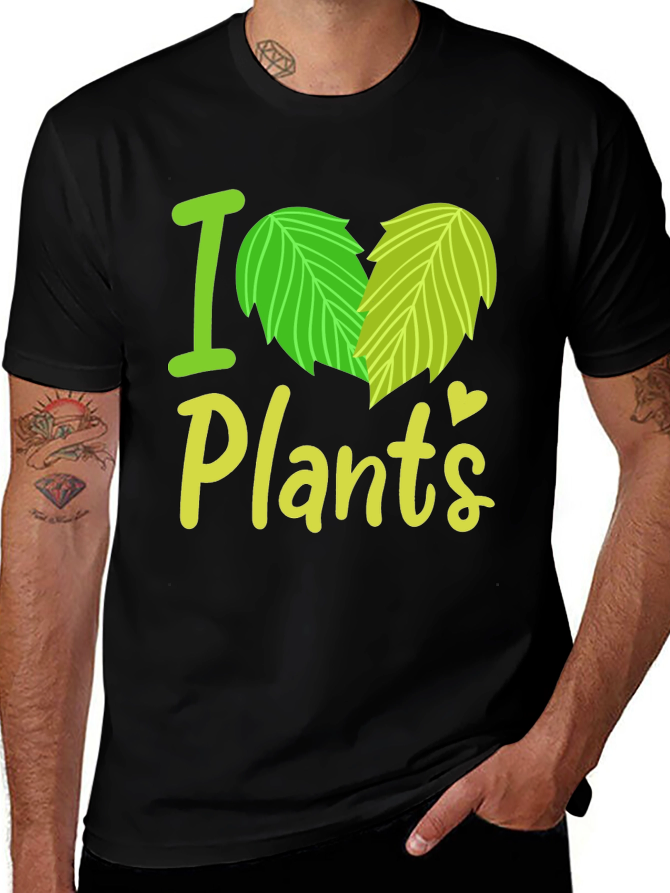 Variant 30 of I Heart Plants Graphic Tee - Black Casual T-Shirt