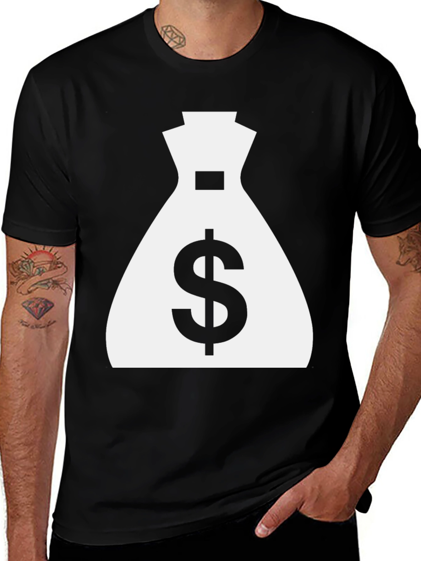Variant 28 of Money Bag Graphic Tee - Black