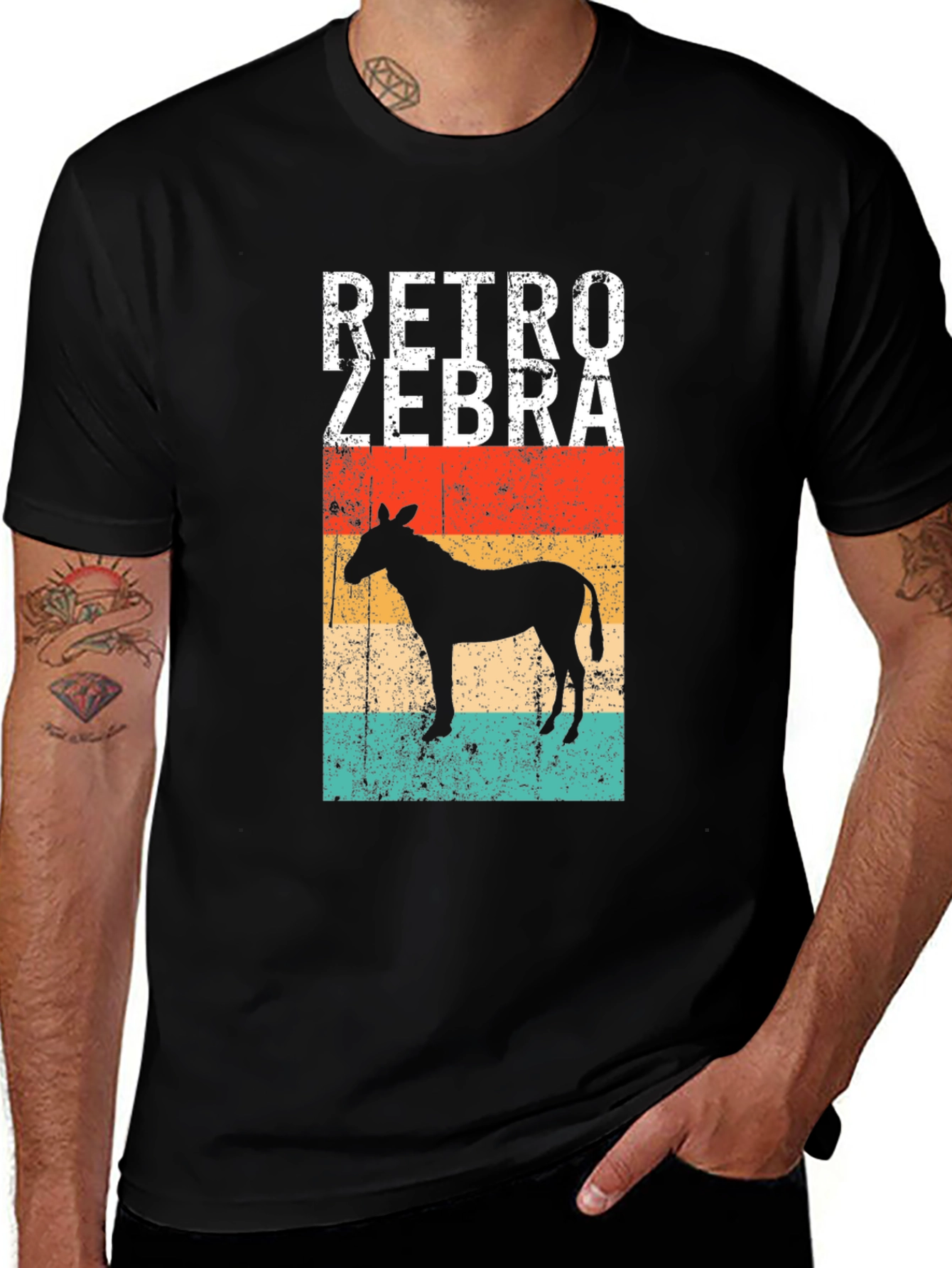 Variant 25 of Retro Zebra Graphic Tee - Vintage Style