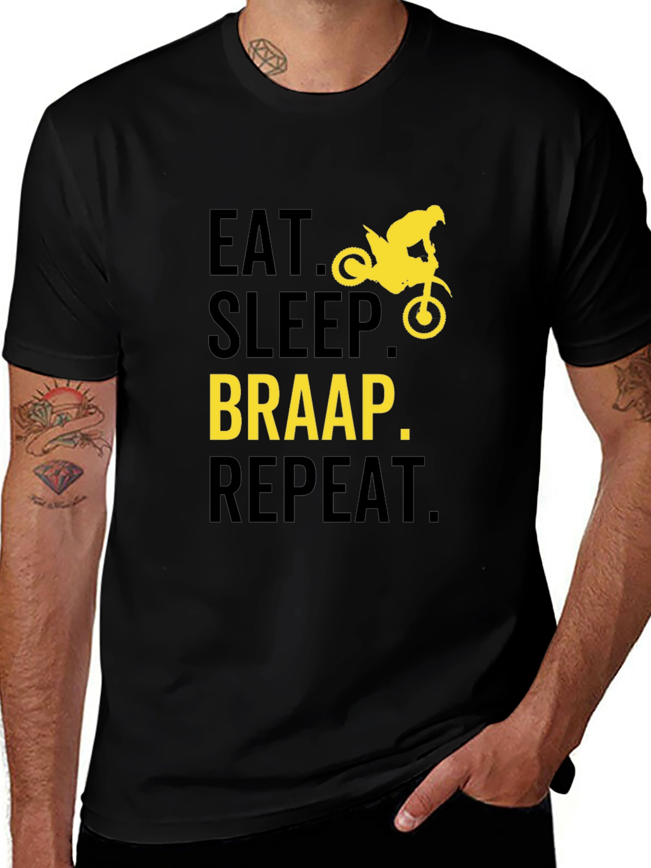 Eat Sleep Braap Repeat Black Graphic Tee
