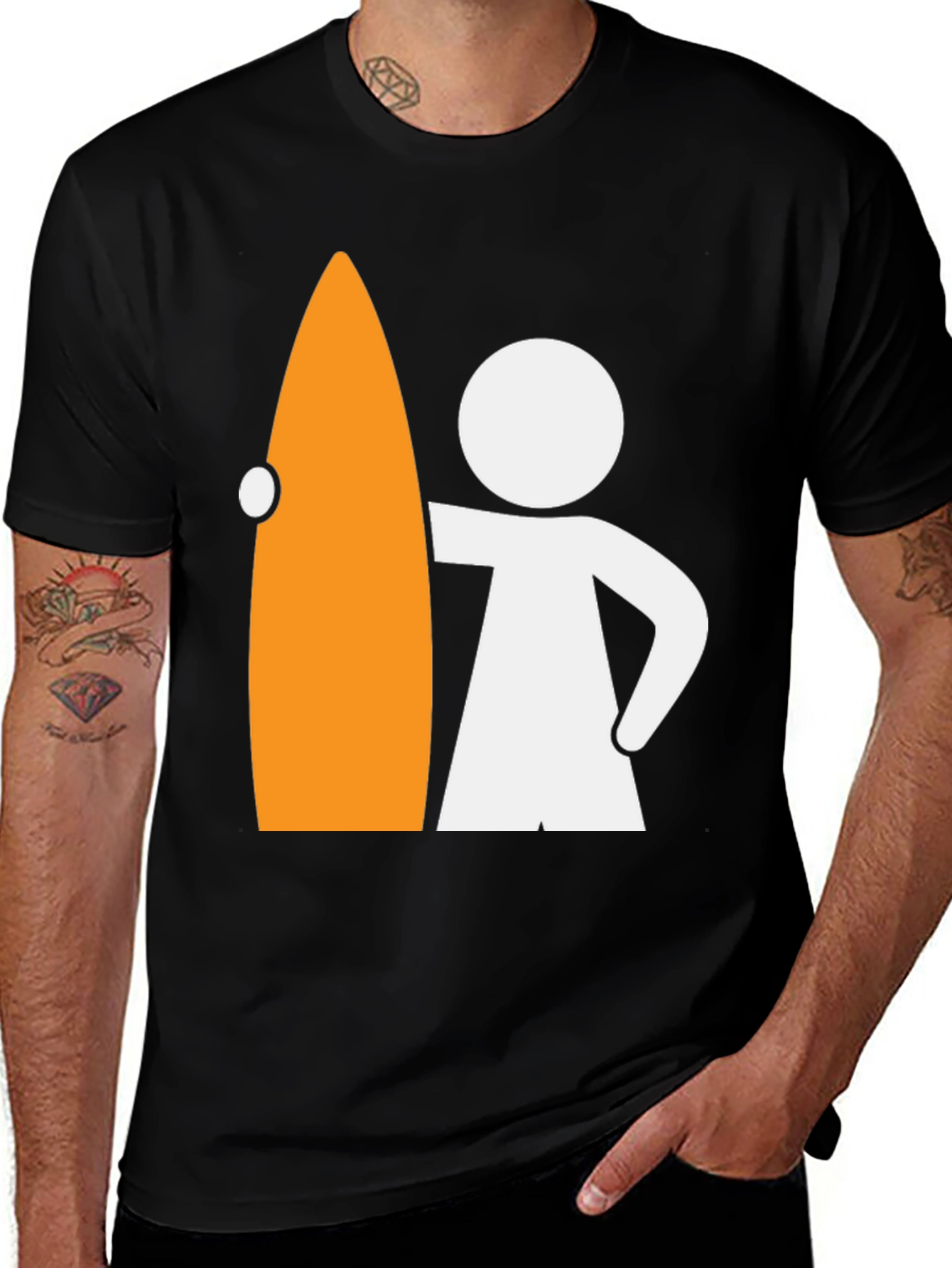 Variant 27 of Surfer Dude Graphic Tee - Black Cotton T-Shirt