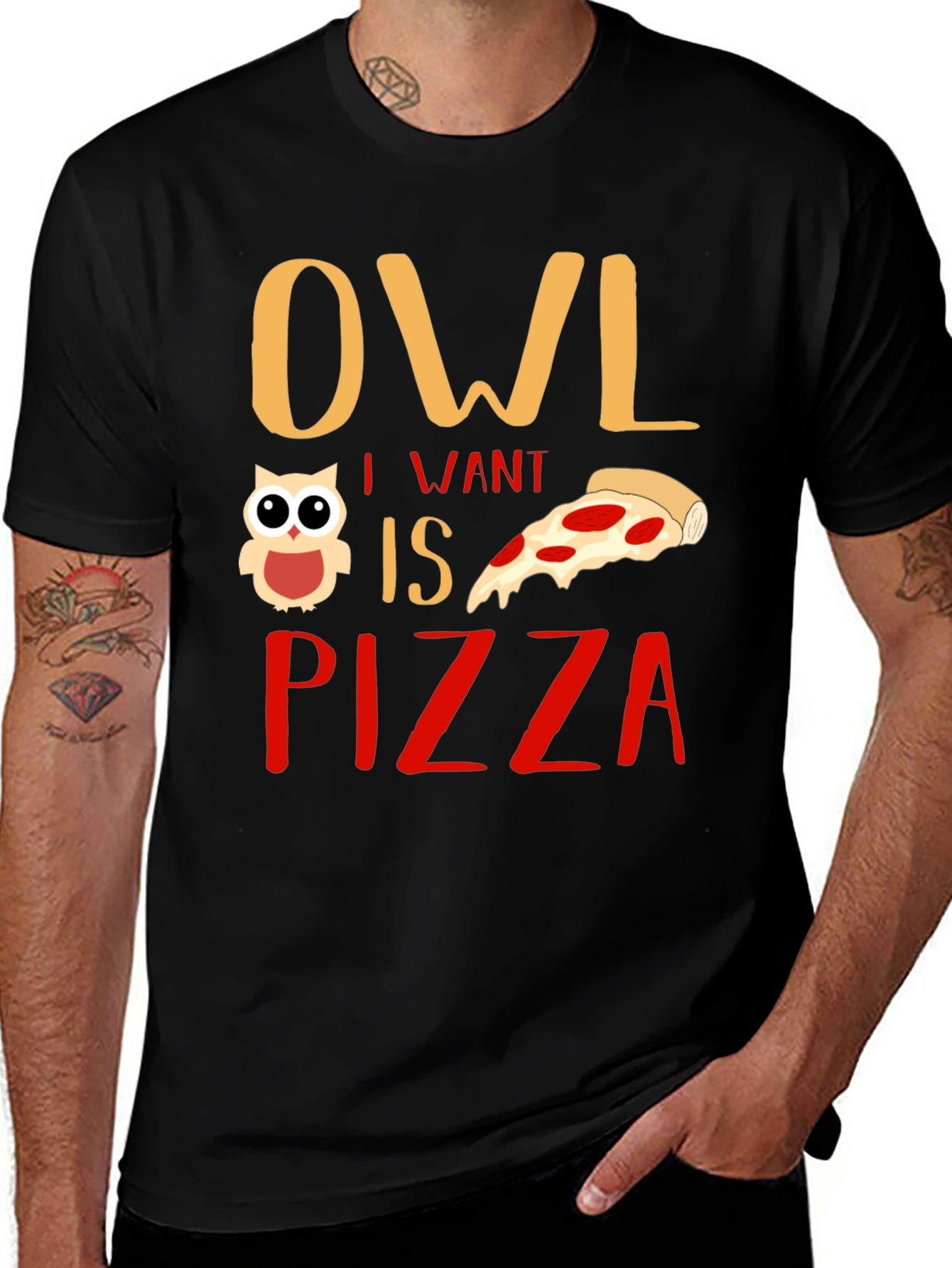 Variant 23 of Owl I Want is Pizza Graphic T-Shirt