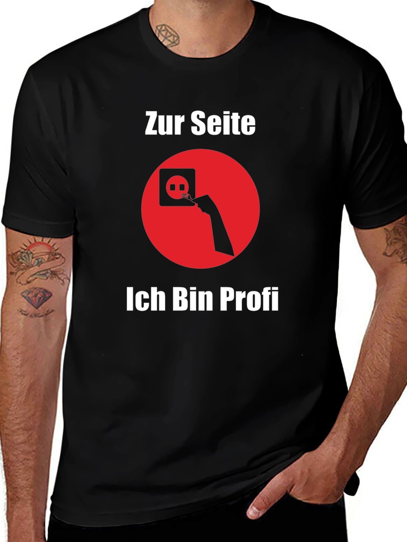 Variant 24 of Electrician Humor T-Shirt - "Ich Bin Profi"