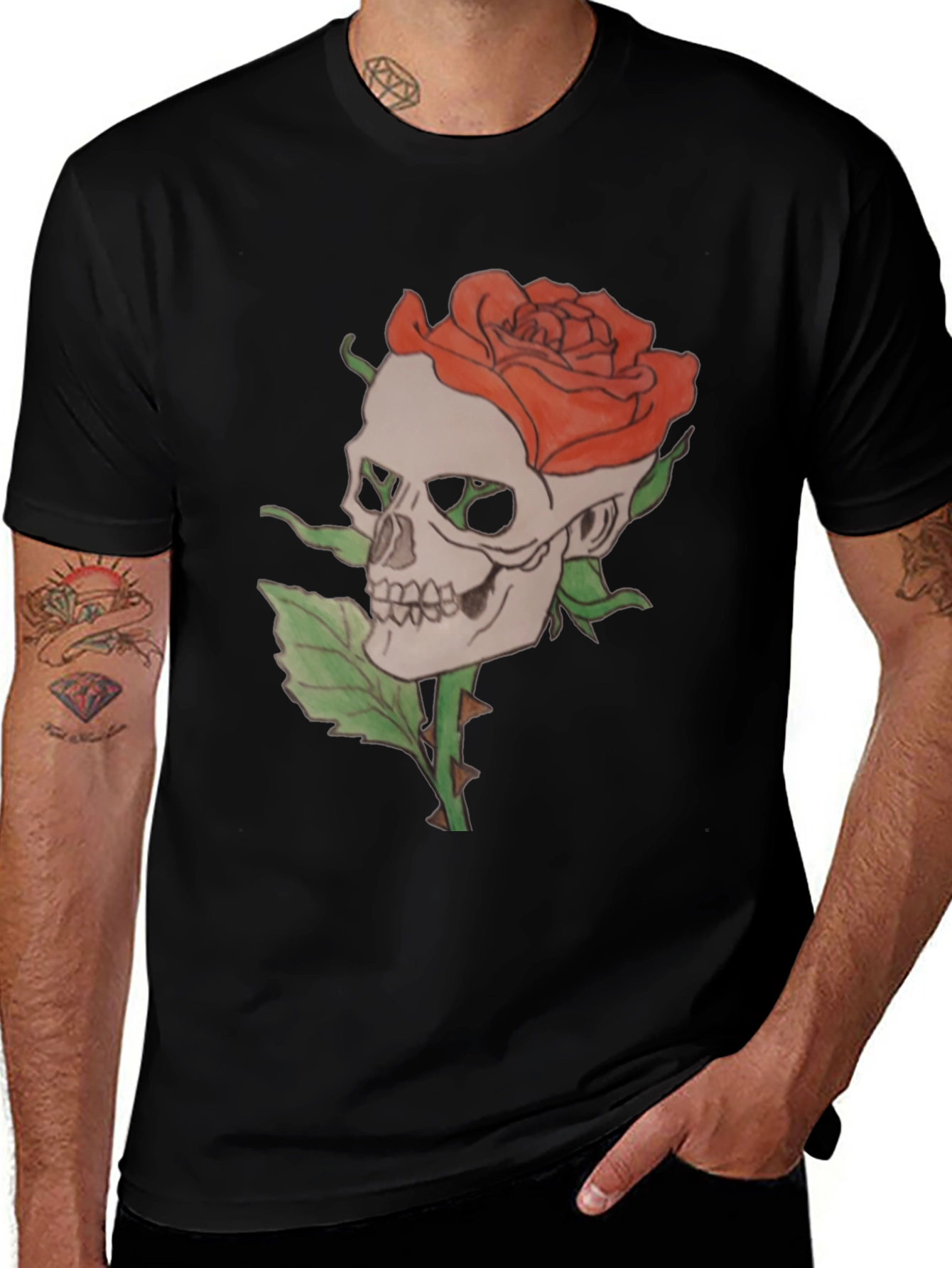 Variant 21 of Skull and Rose Graphic Tee