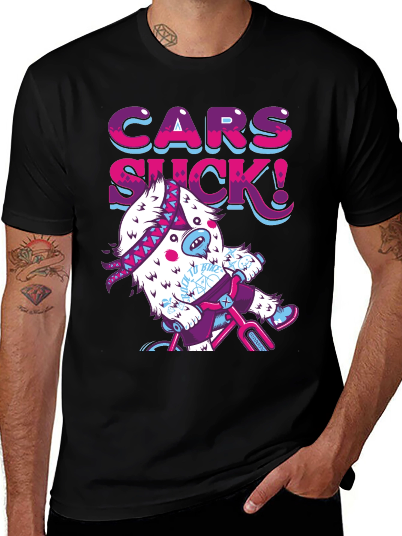 Variant 6 of Cars Suck Bike T-Shirt - Funny Cyclist Tee