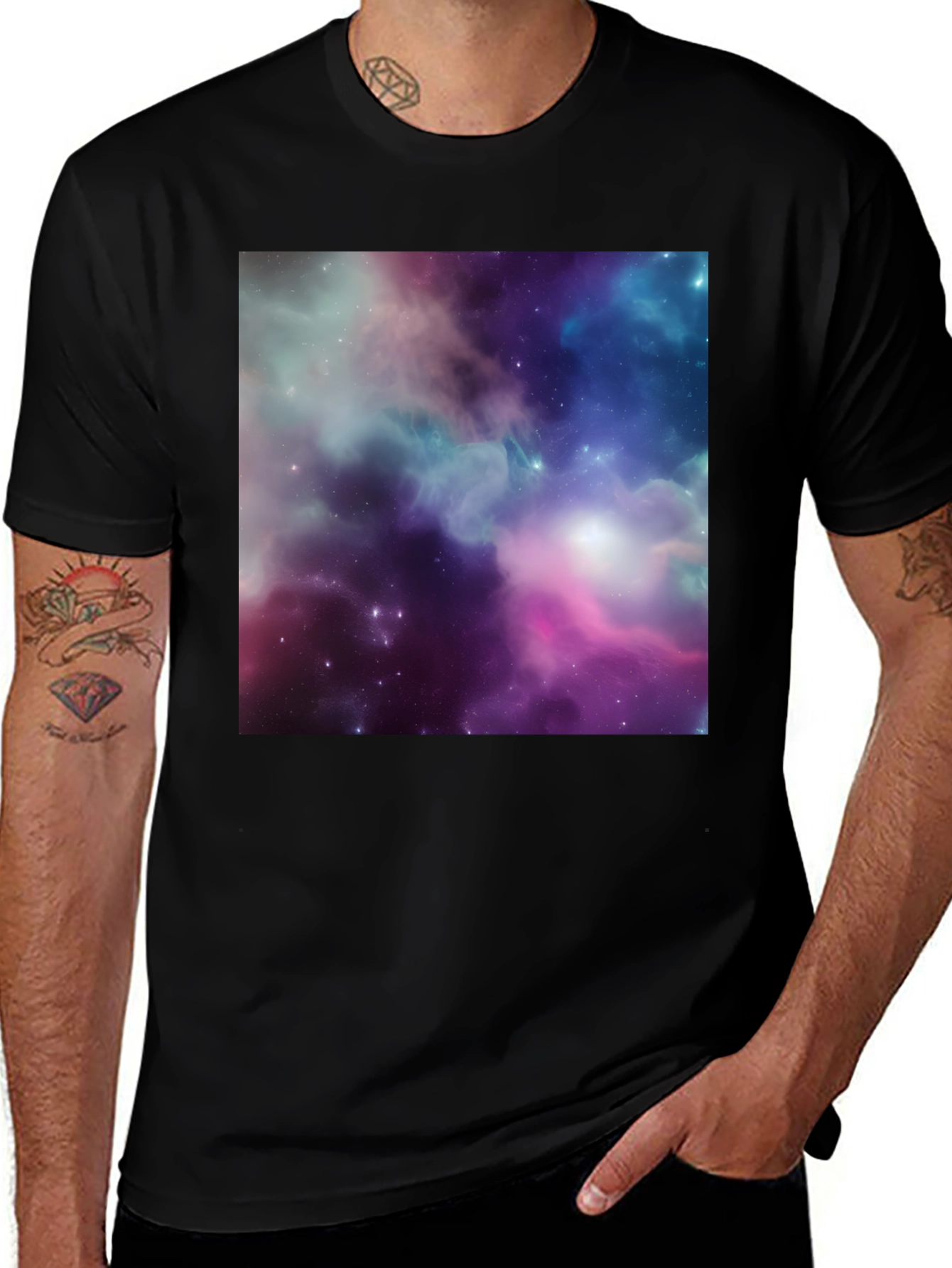 Variant 5 of Nebula Space Print Black T-Shirt