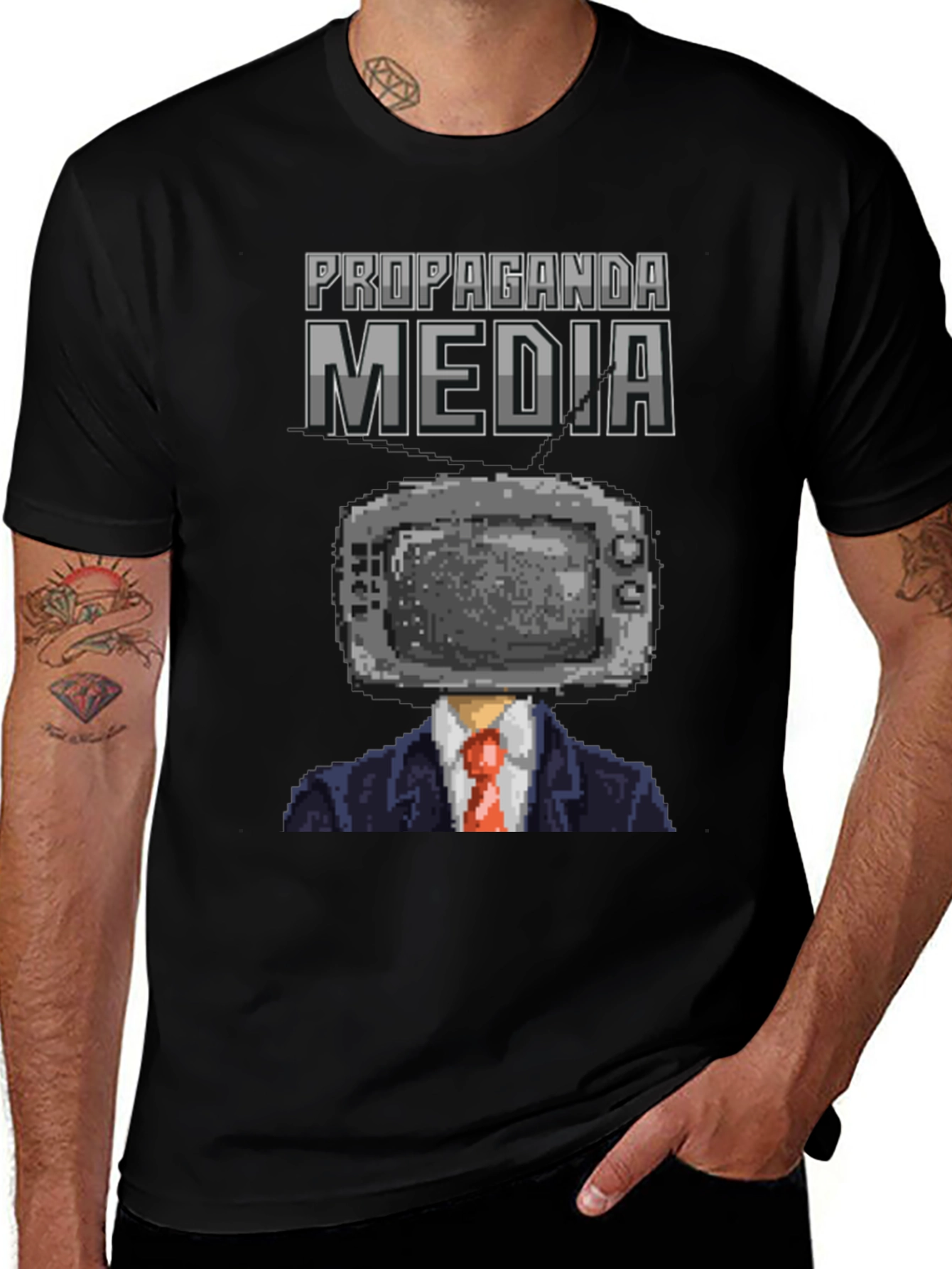 Variant 18 of Propaganda Media Pixel Art Graphic T-Shirt