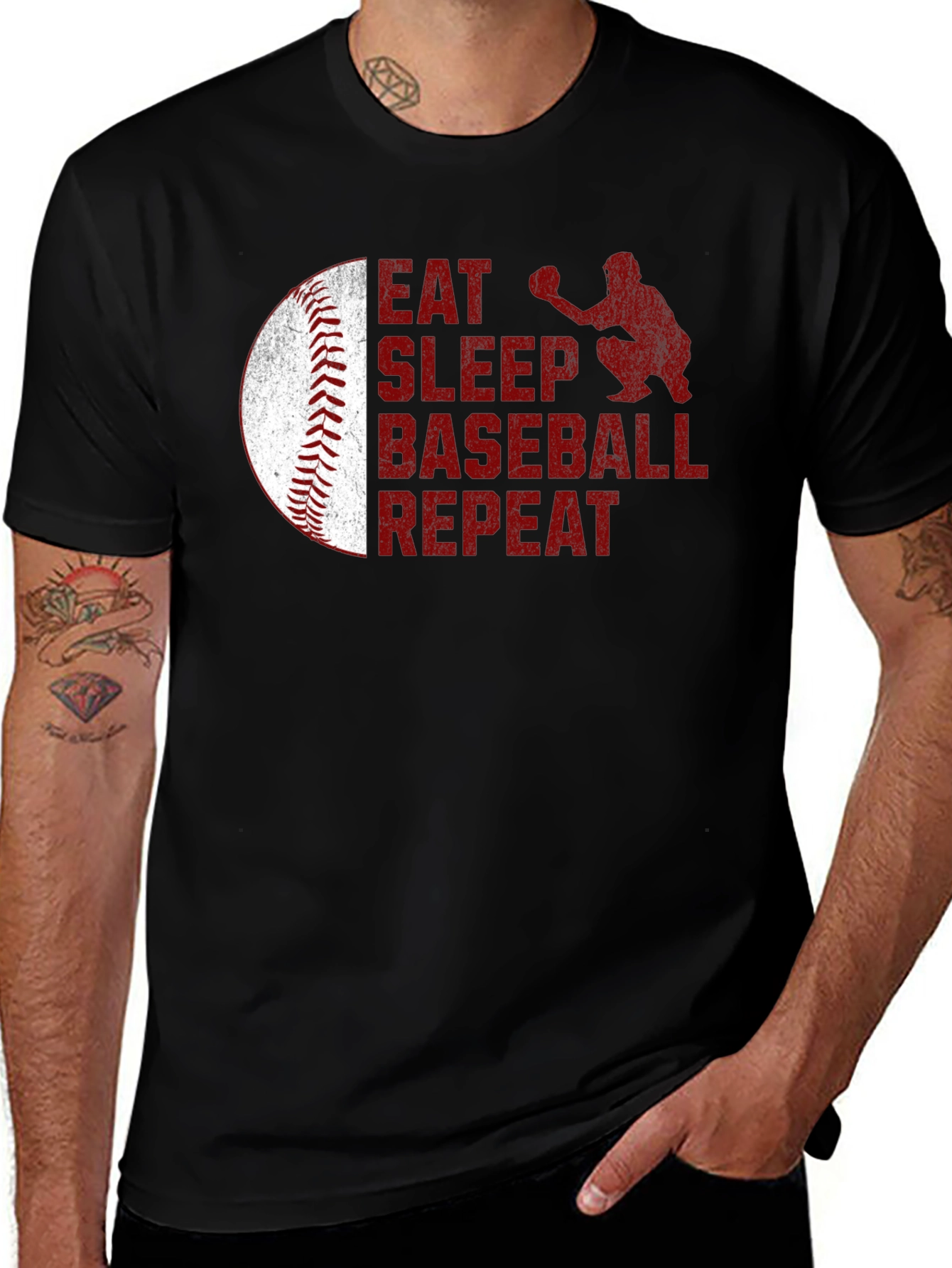 Variant 9 of Eat Sleep Baseball Repeat Graphic Tee