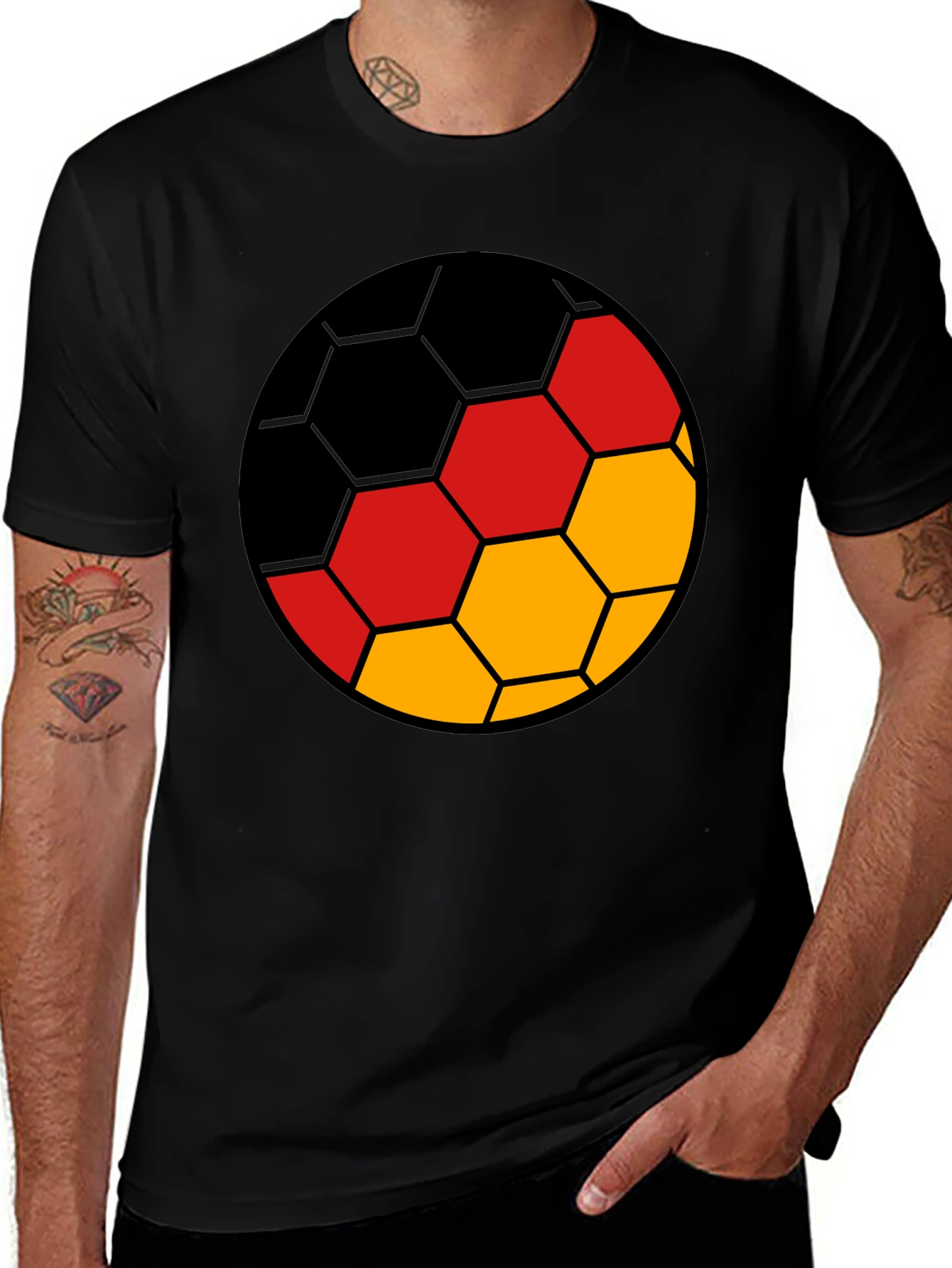 Variant 20 of German Flag Soccer Ball Graphic Tee - Black