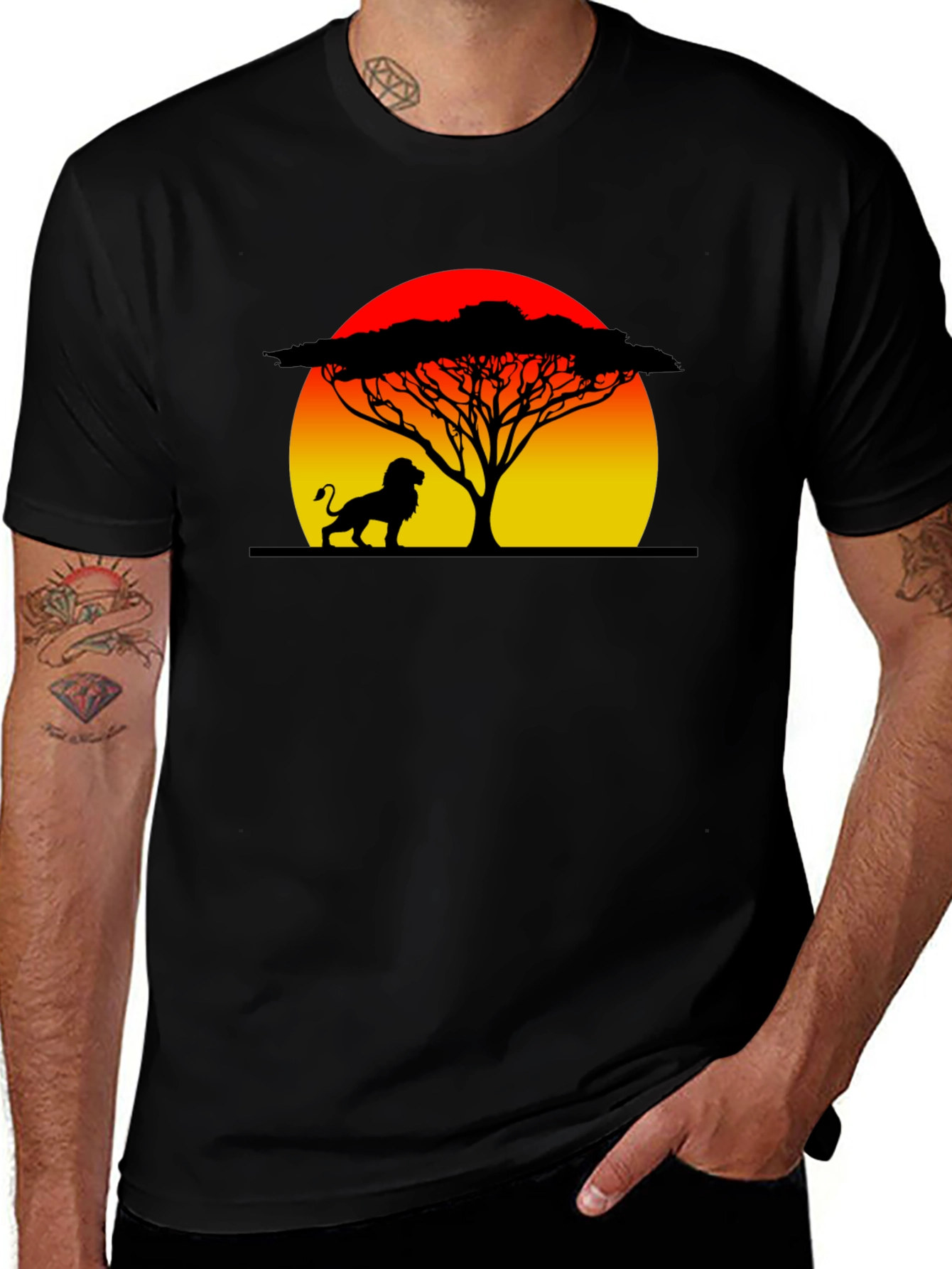 Variant 4 of Lion Savannah Sunset Graphic Tee