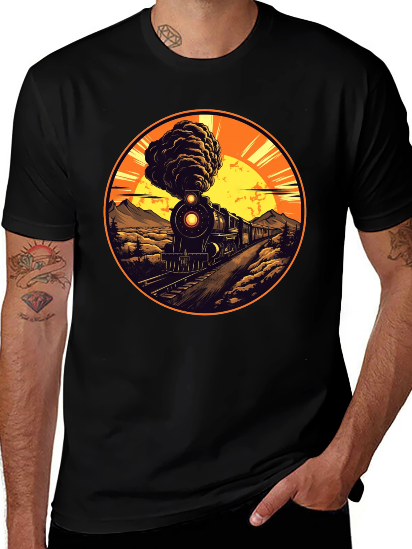 Variant 7 of Vintage Train T-Shirt - Railroad Steam Engine Tee