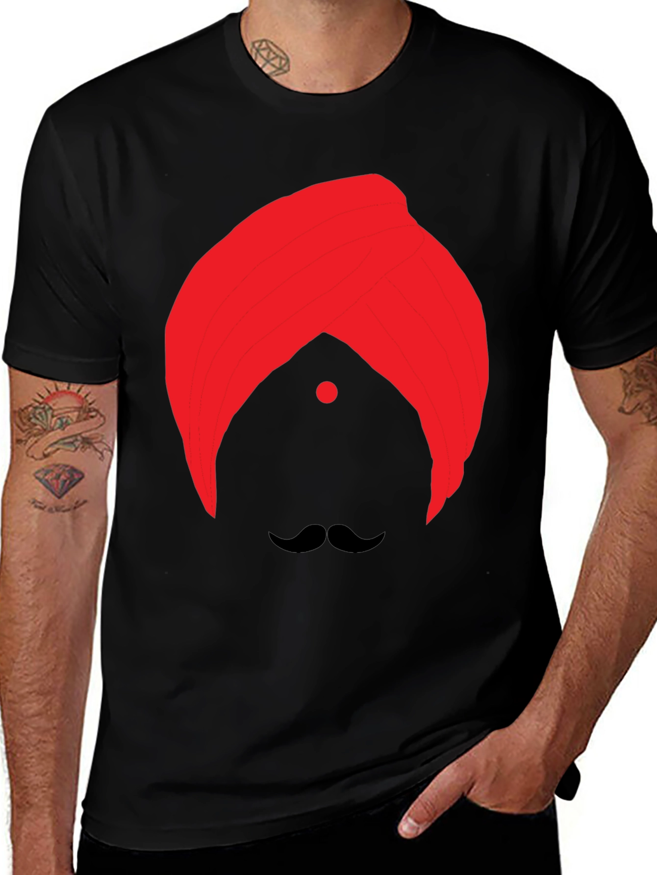 Variant 12 of Graphic Tee: Red Turban & Mustache