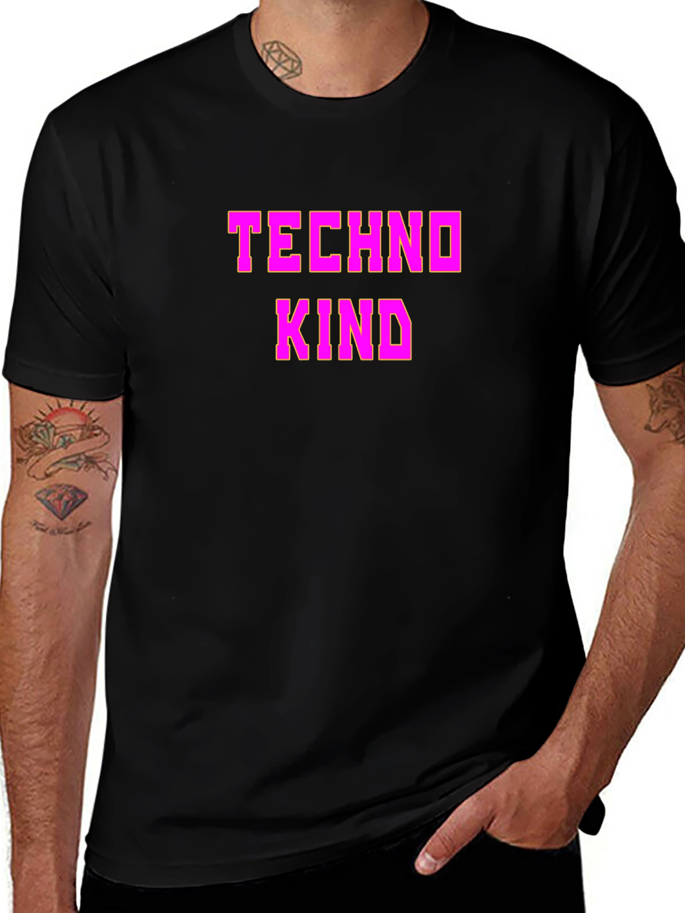 Variant 18 of Techno Kind Graphic Tee - Black Crew Neck T-Shirt