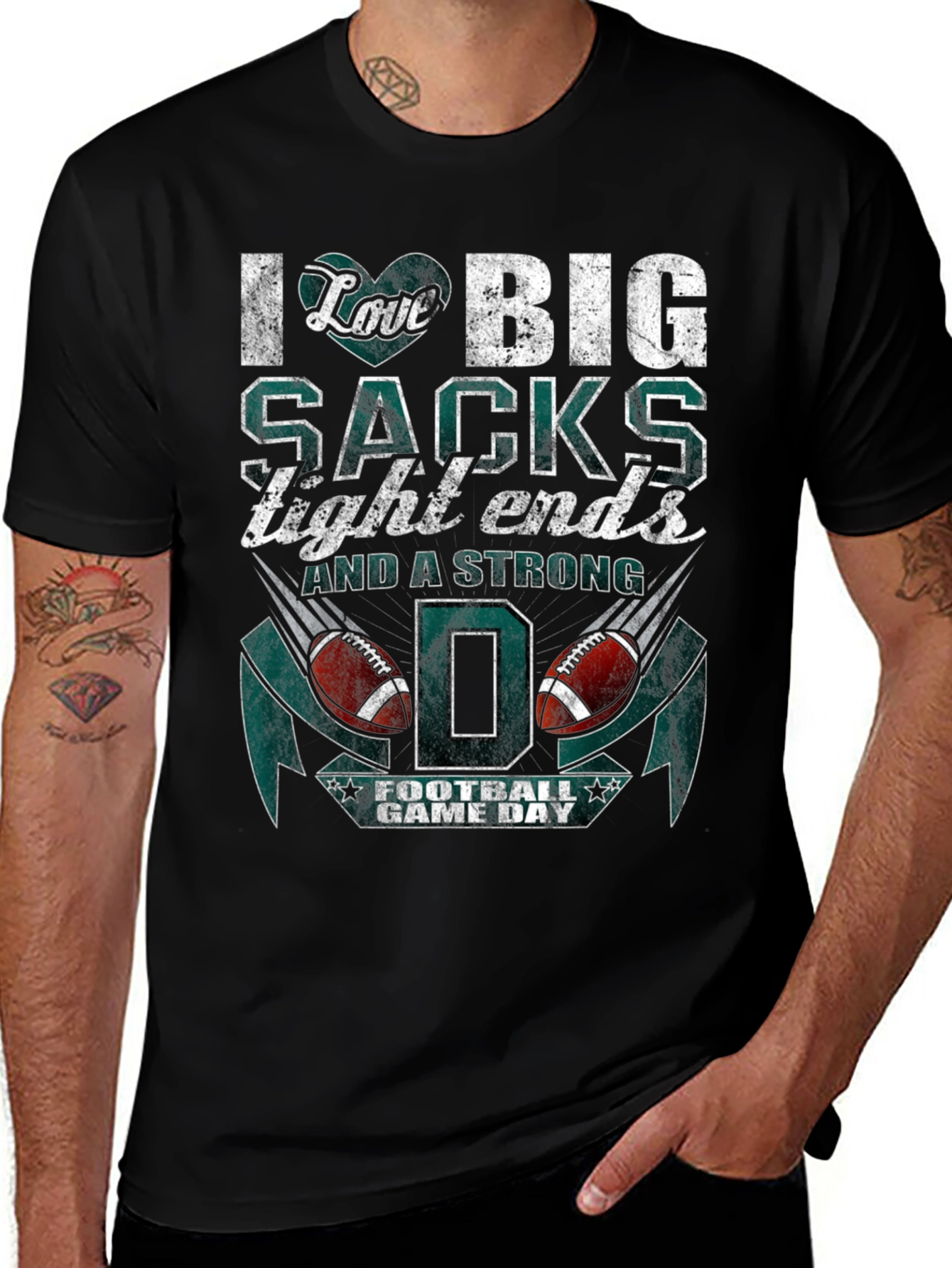 Variant 25 of I Love Big Sacks Football Graphic T-Shirt