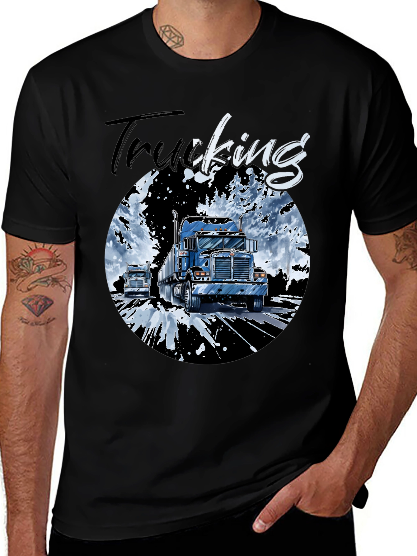 Variant 27 of Trucking Graphic T-Shirt - Black