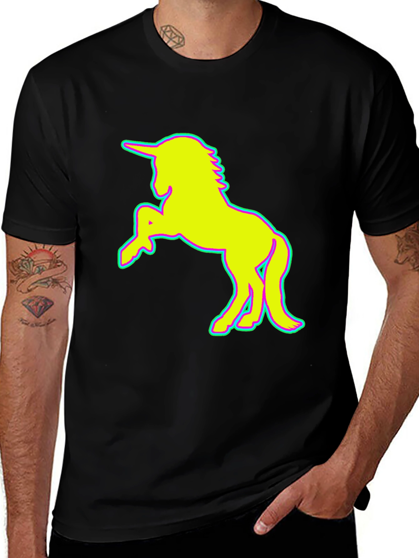 Variant 25 of Unicorn Graphic Tee - Retro Style Black T-Shirt