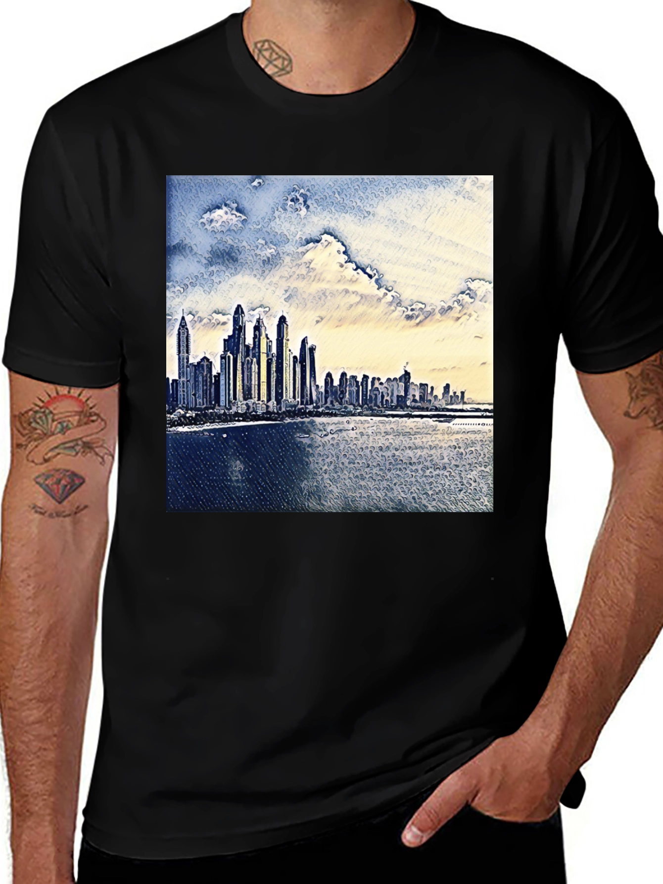 Variant 16 of City Skyline Graphic Tee - Black
