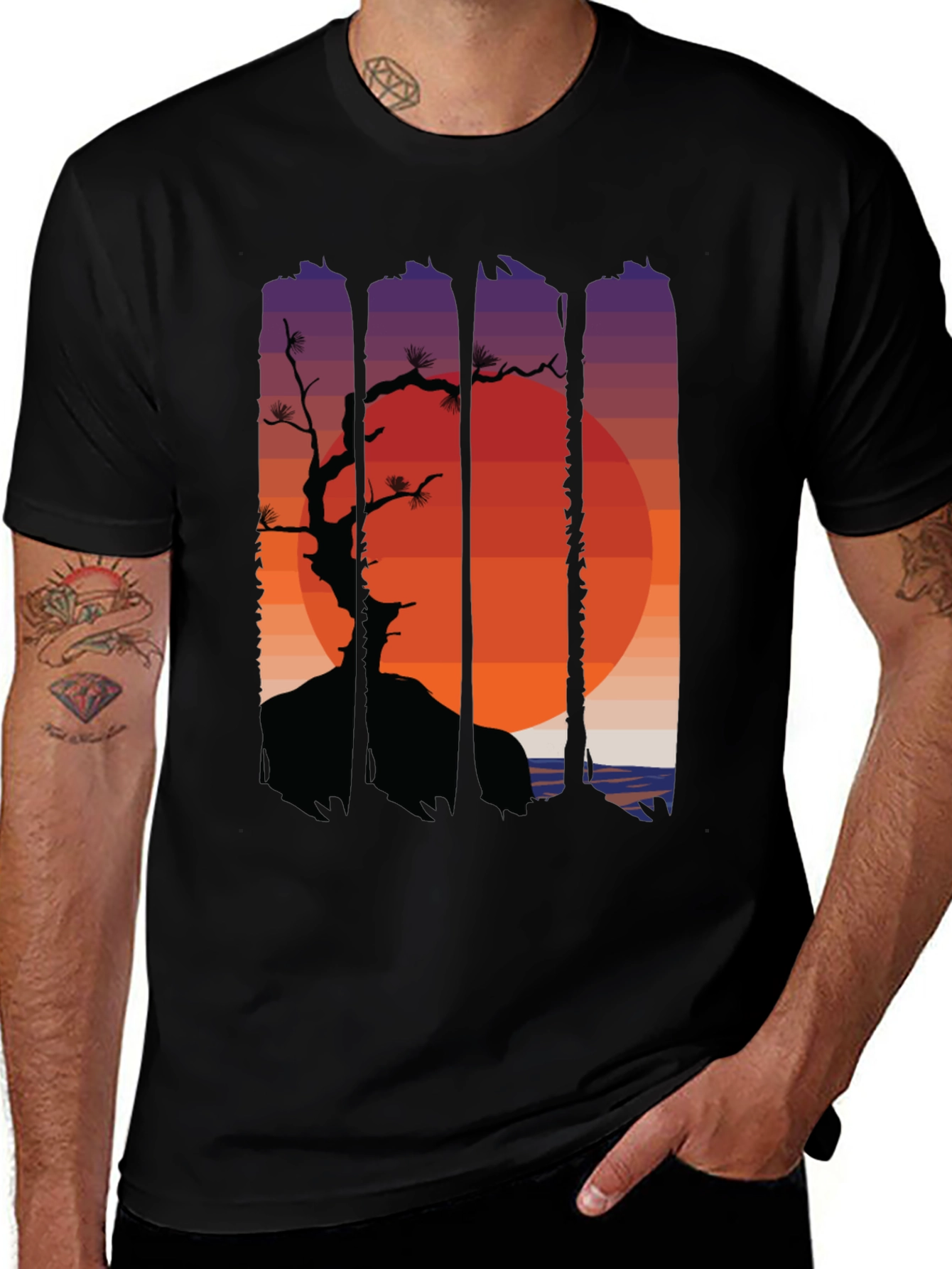 Variant 9 of Sunset Bonsai Graphic Tee - Black
