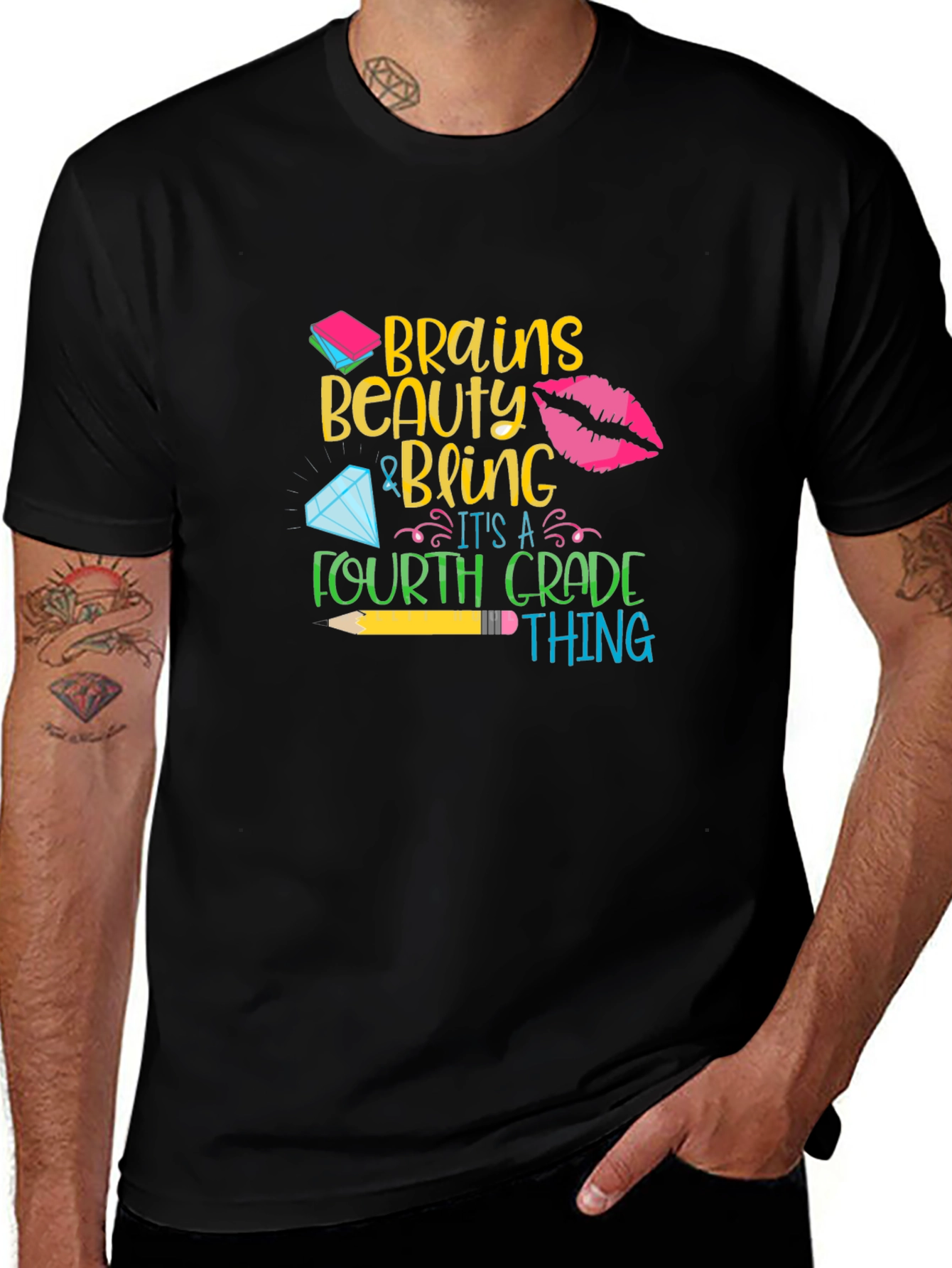 Variant 26 of Brains Beauty Bling Fourth Grade T-Shirt