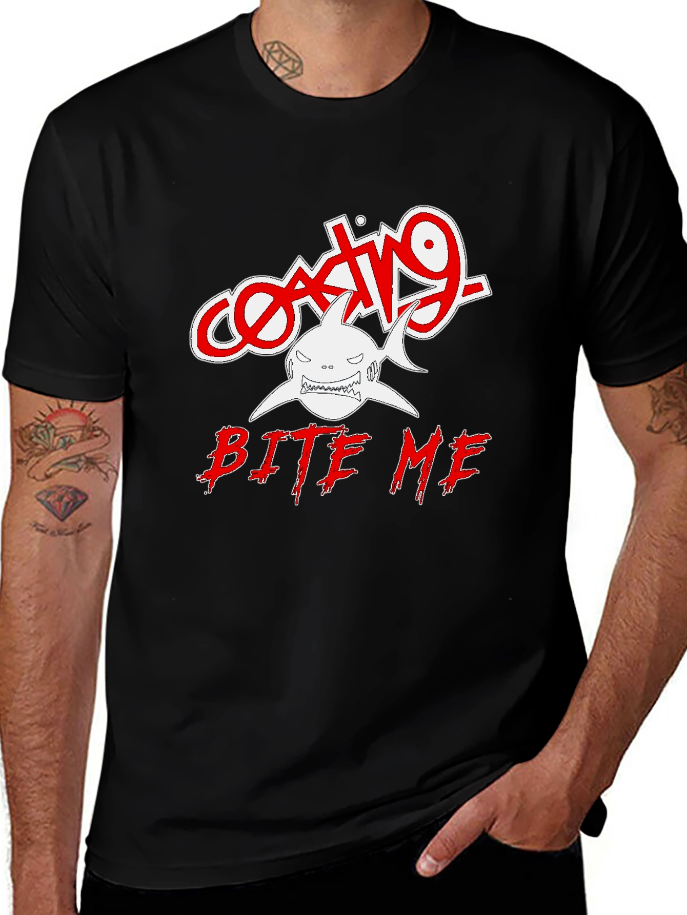 Variant 17 of Bite Me Graphic Tee - Shark Design
