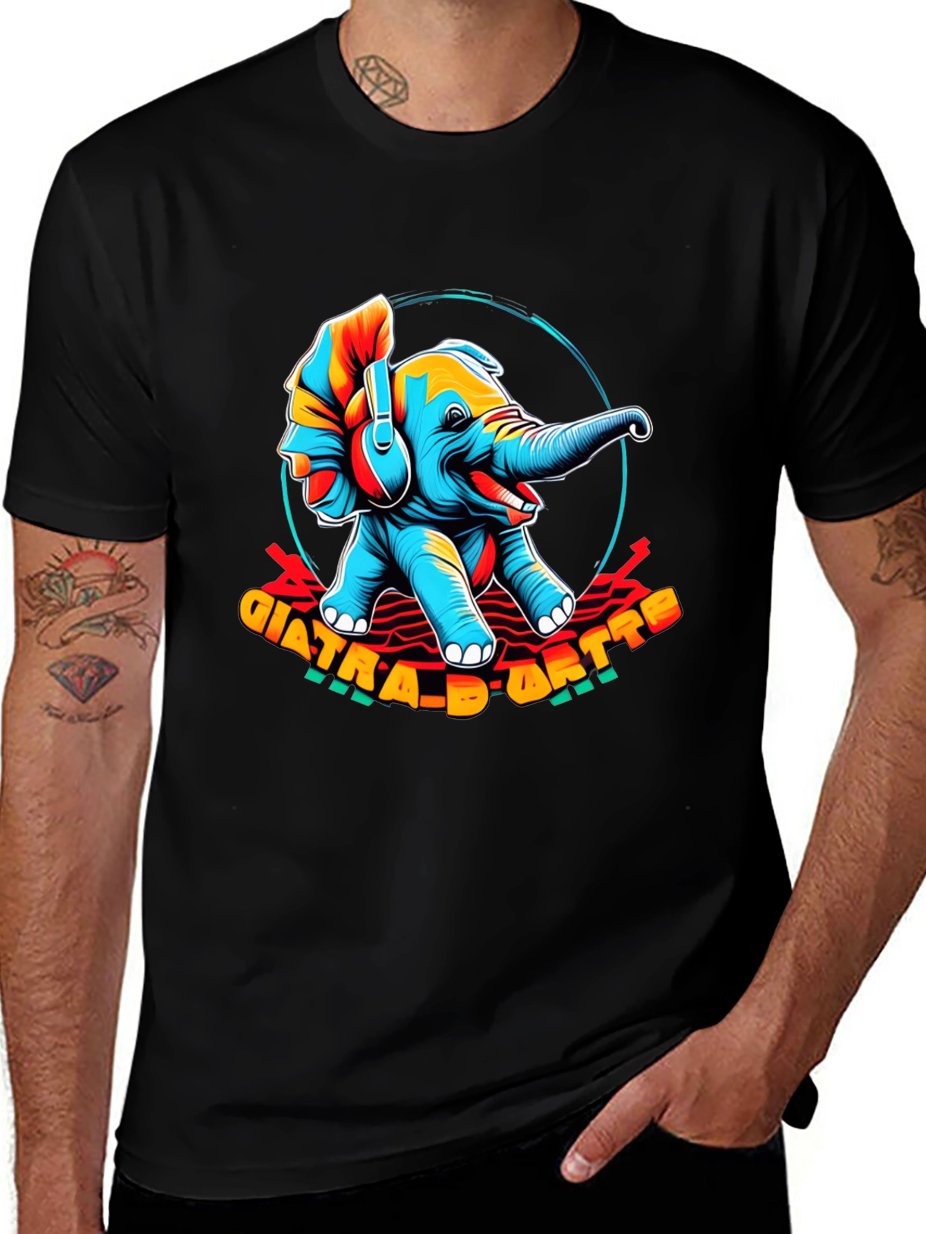 Variant 8 of Trendy Elephant Graphic Black T-Shirt