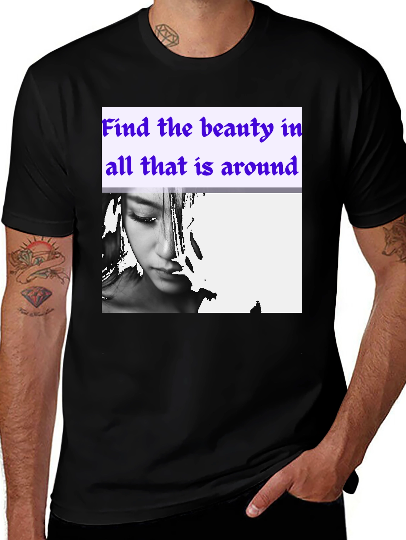 Variant 22 of Beauty Around Graphic Tee - Stylish Black Cotton T-Shirt