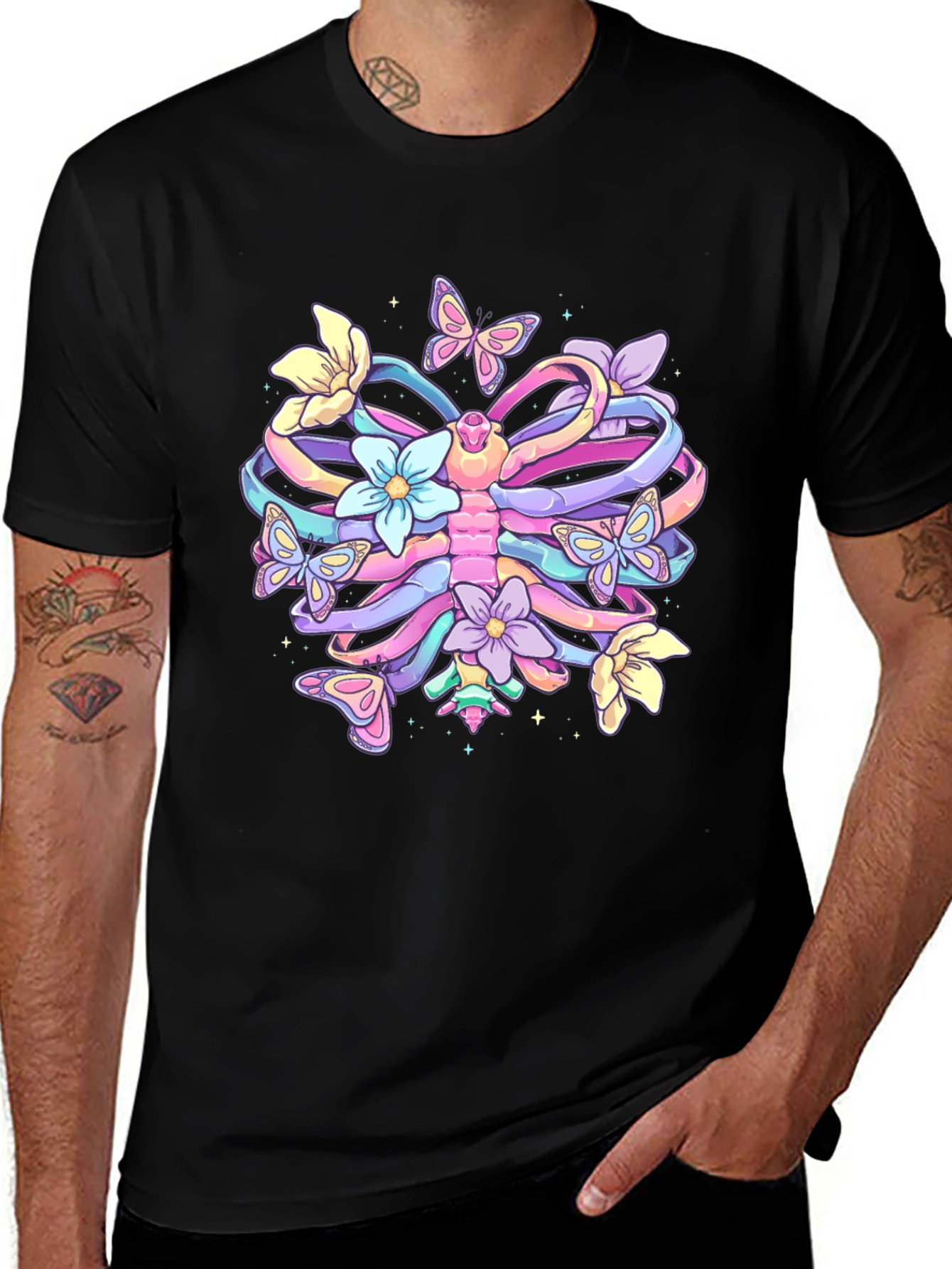 Variant 13 of Floral Ribcage Graphic T-Shirt - Unisex