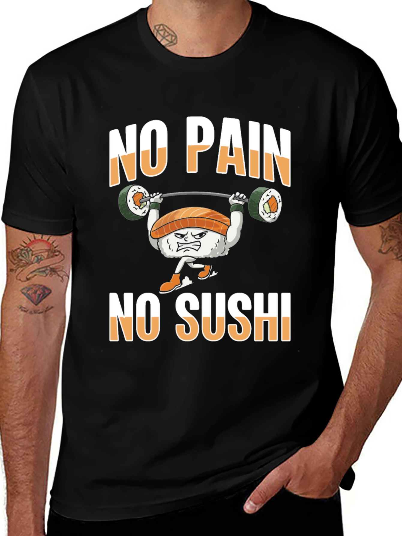 Variant 4 of No Pain No Sushi Weightlifting Graphic T-Shirt