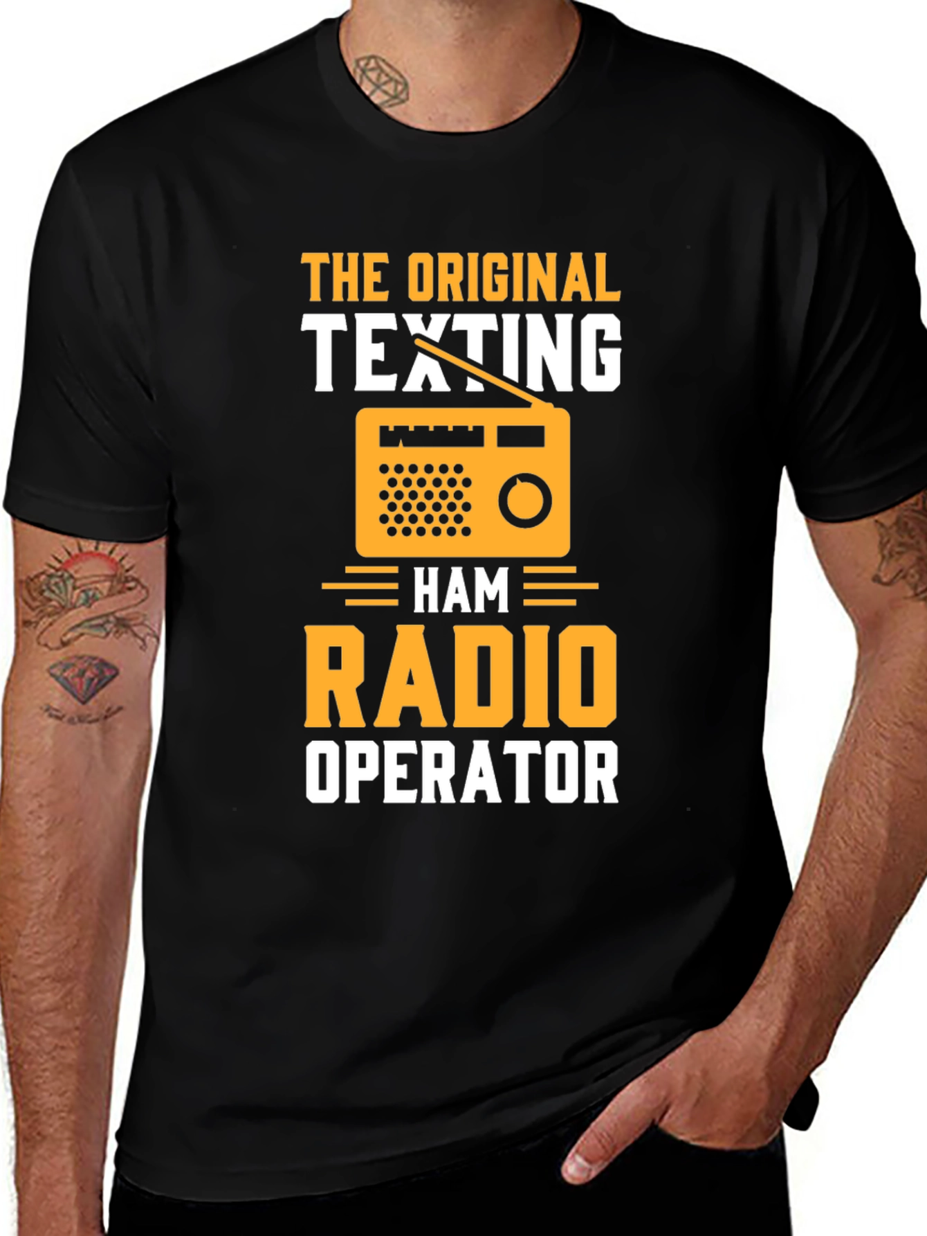 Variant 4 of The Original Texting Ham Radio Operator Graphic T-Shirt