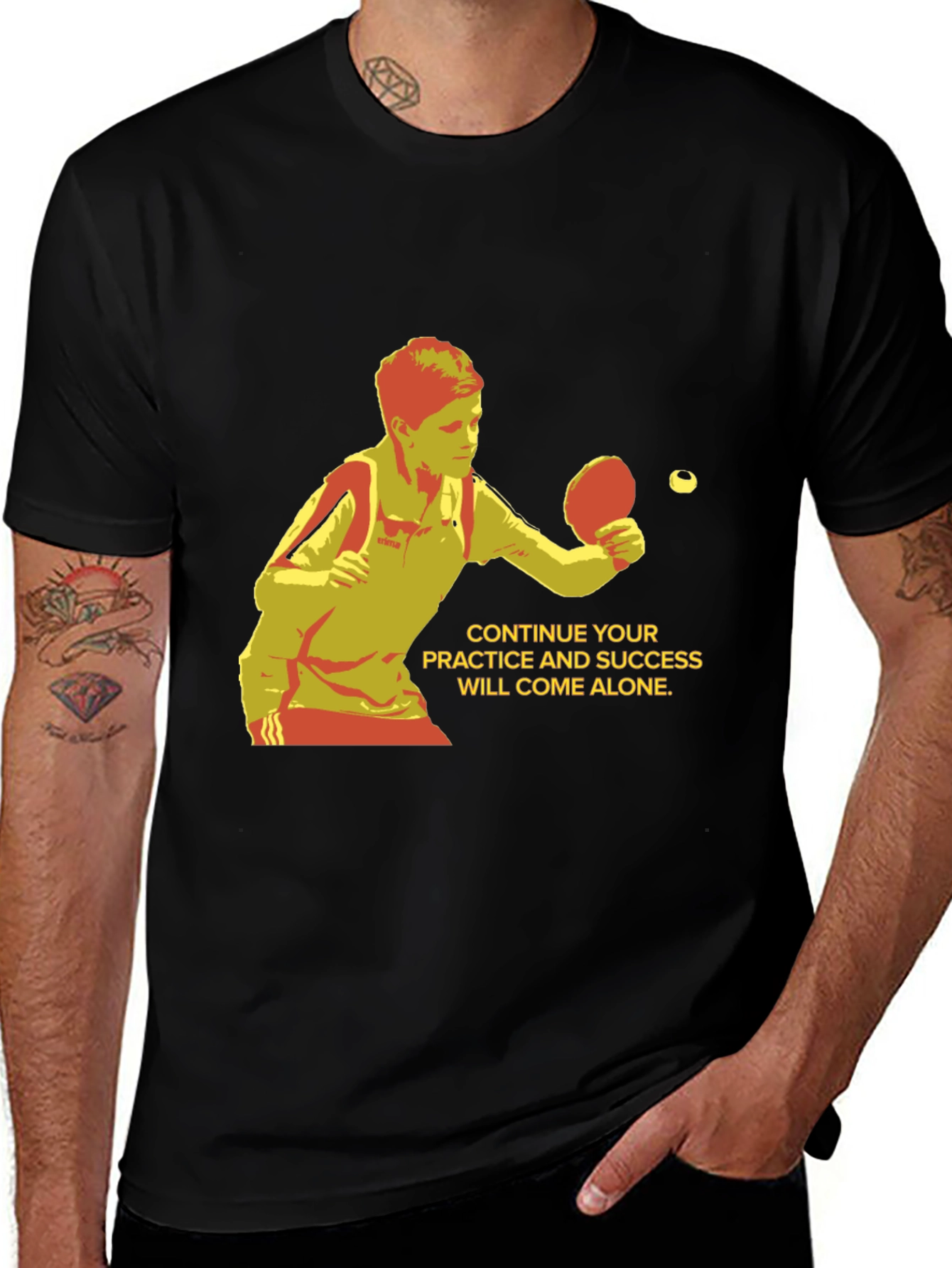 Variant 10 of Table Tennis Player Graphic T-Shirt - Practice & Success!