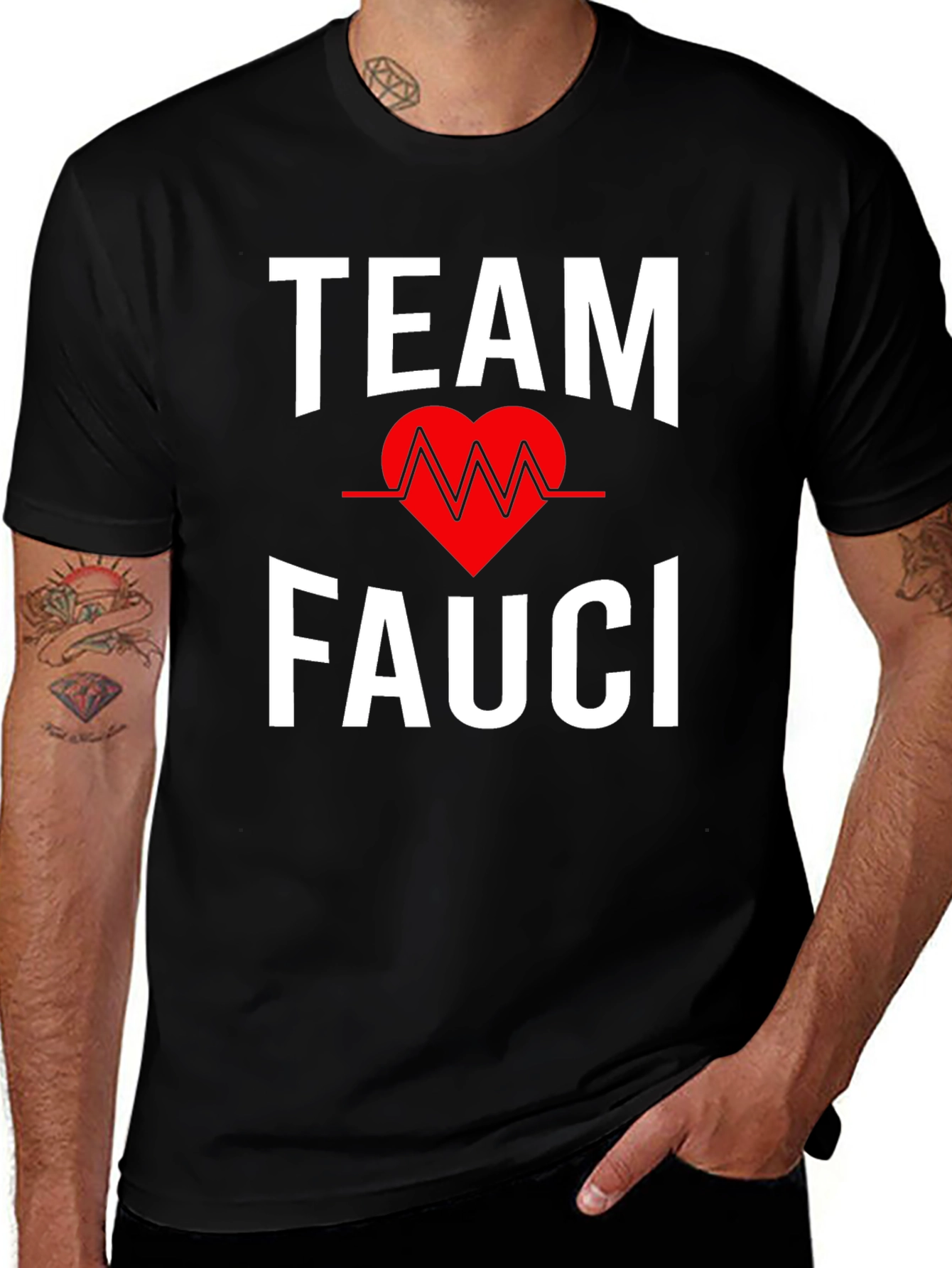 Team Fauci T-Shirt, Black Crew Neck Tee