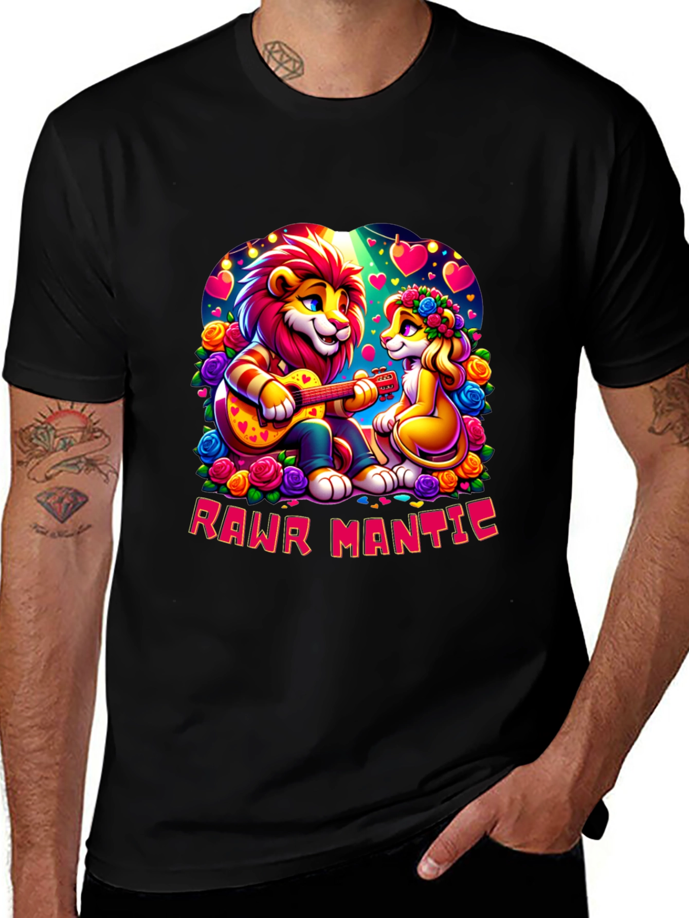 Variant 7 of Rawr Mantic Lion Couple Graphic Tee