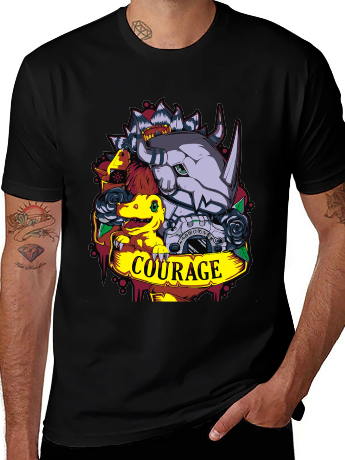 Digimon Courage T-Shirt - Black Anime Tee