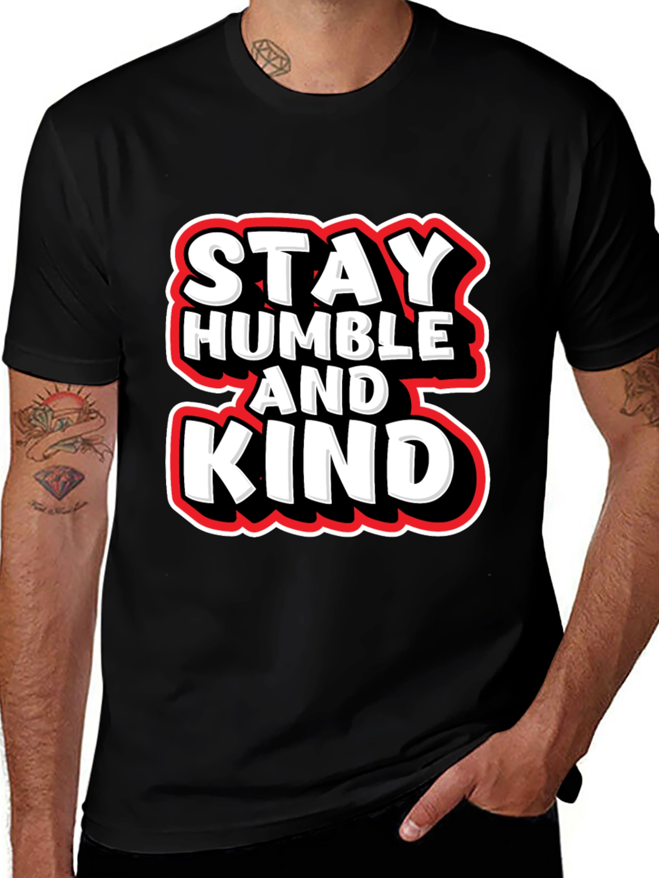 Black Stay Humble & Kind Graphic Tee - Casual Black T-Shirt main image