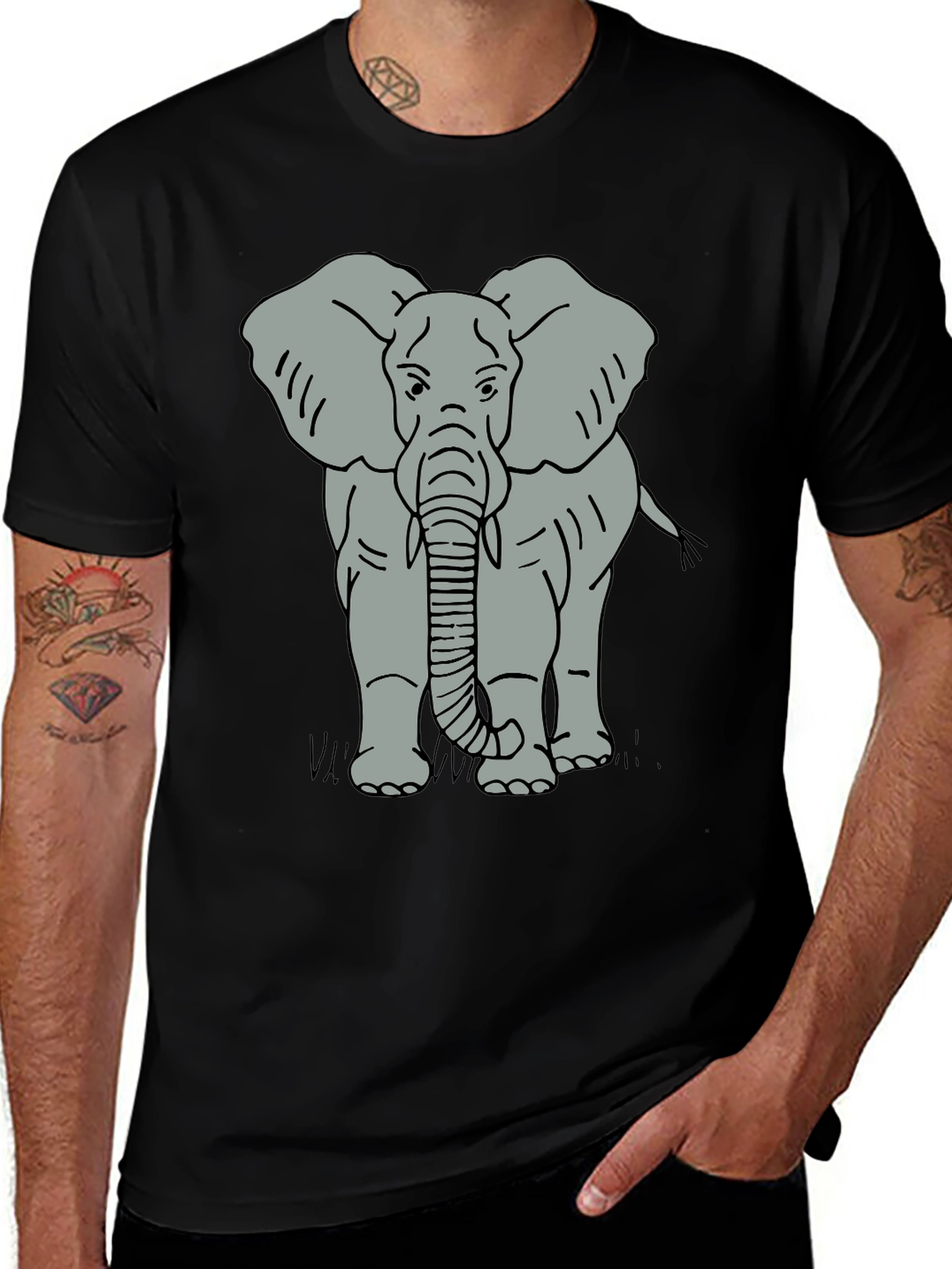 Variant 22 of Elephant Graphic Tee - Men's Black T-Shirt