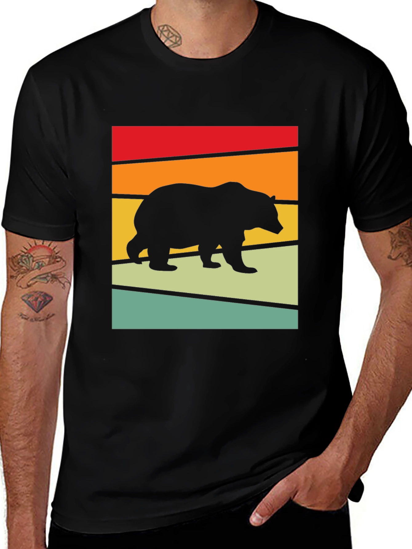 Variant 22 of Retro Bear Graphic Tee - Vintage Style Crew Neck T-Shirt