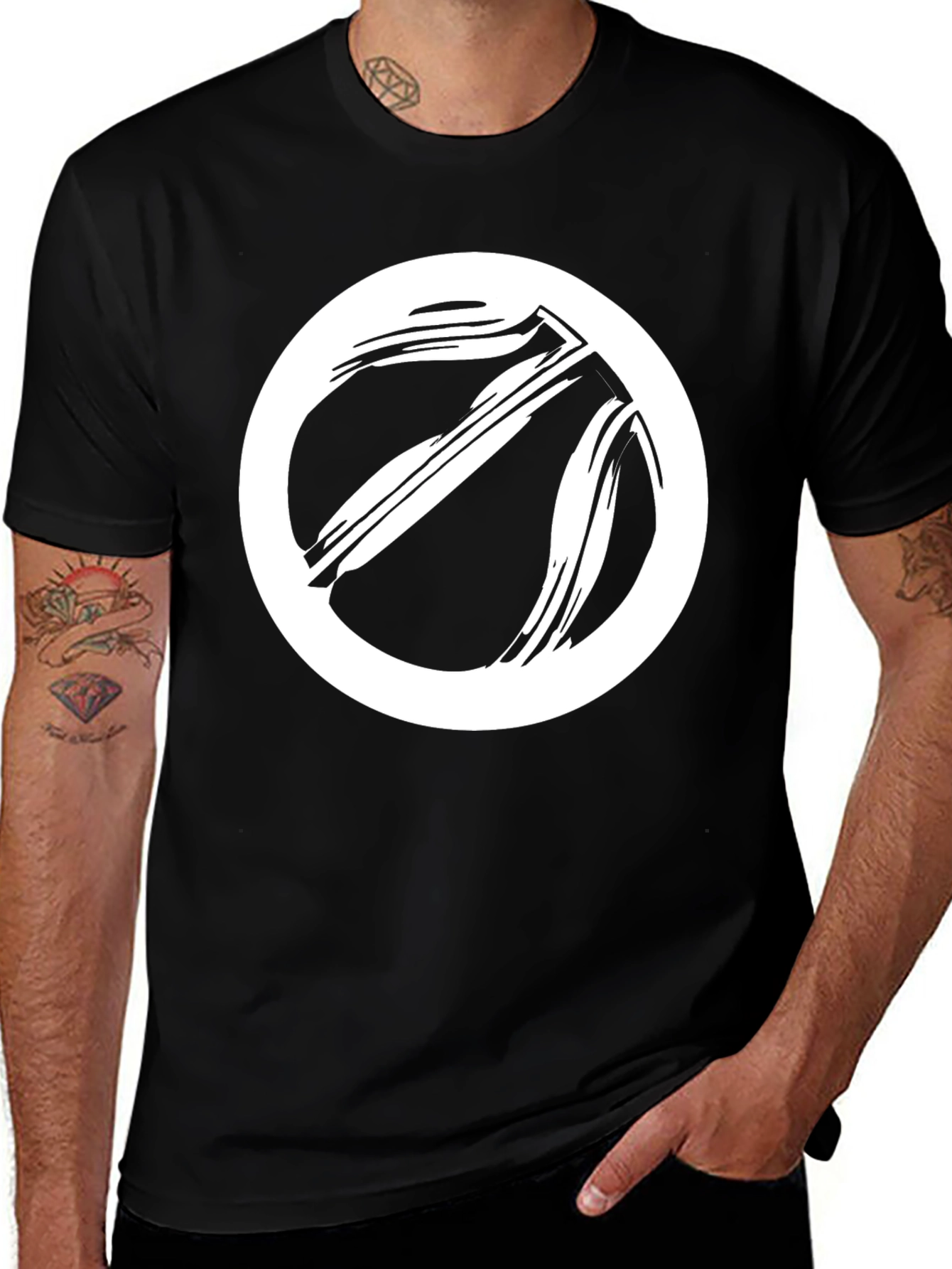 Variant 17 of Black Graphic Tee - Basketball Circle